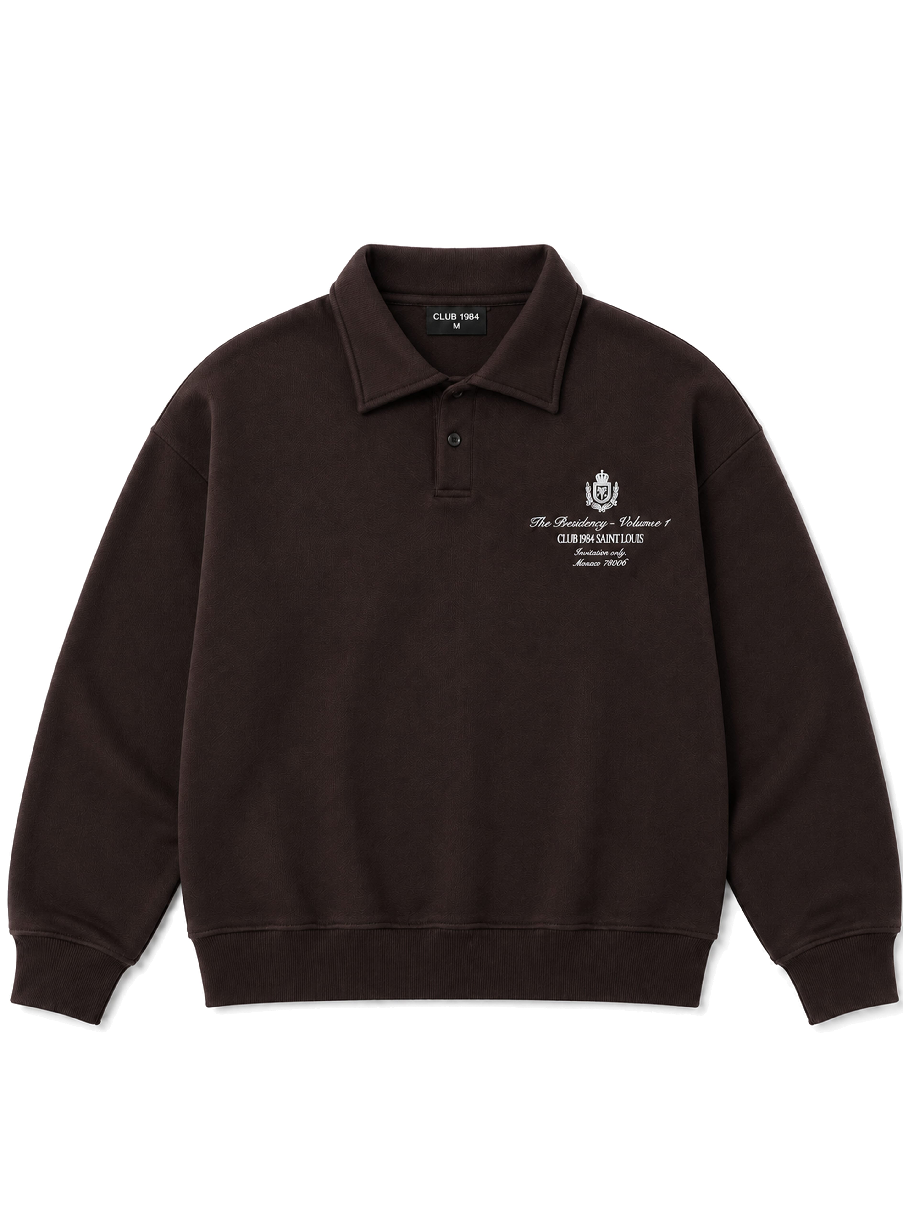 CLUB 1984. Residency Polo Sweatshirt - Coffee (PRE ORDER) Sweatshirt
