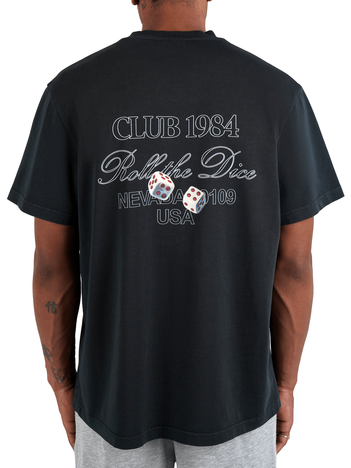 CLUB 1984. Roll The Dice T-shirt - Washed Black T-Shirt