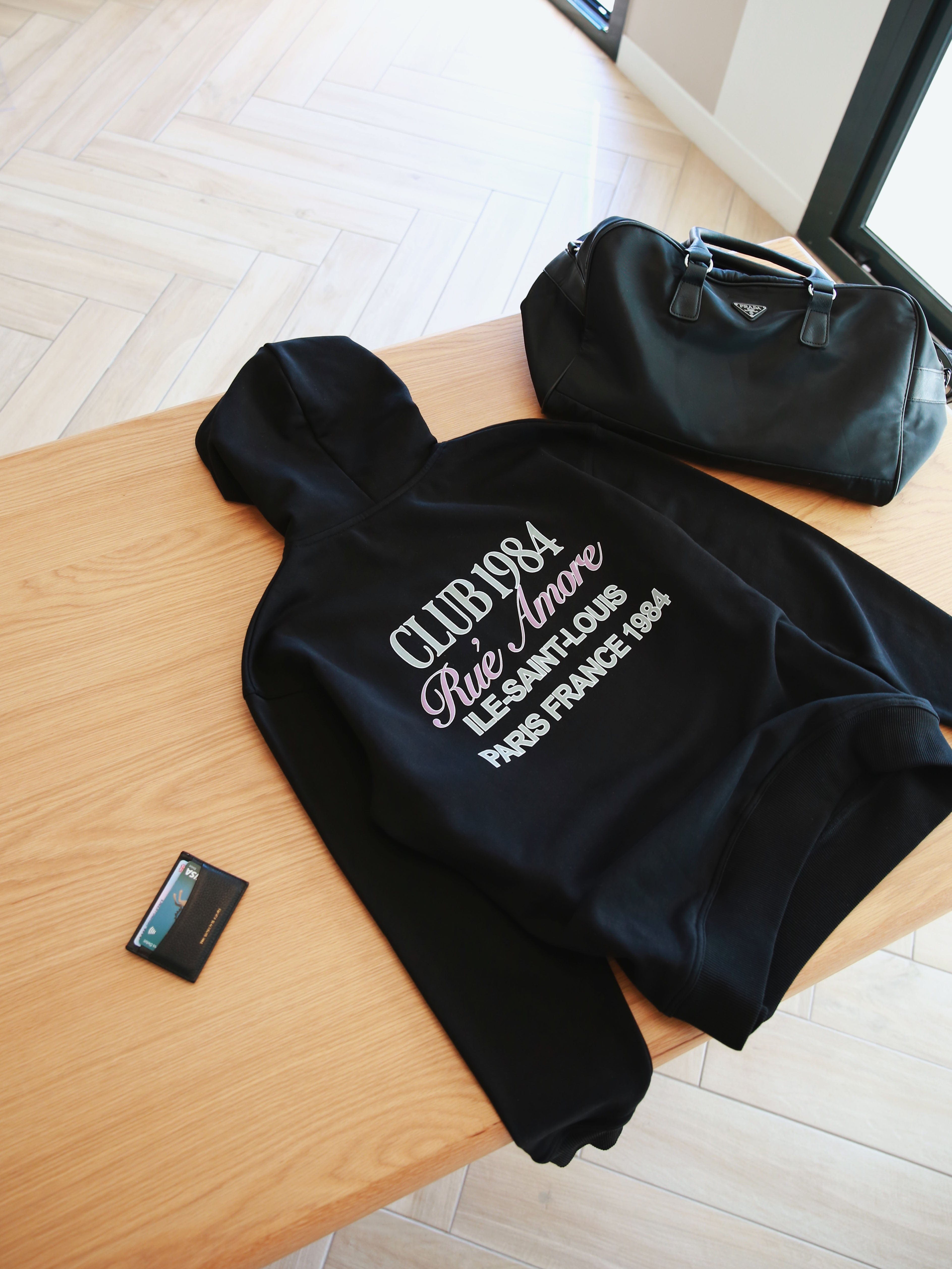 CLUB 1984. Rue Amore Script Hoodie - Black Hoodie