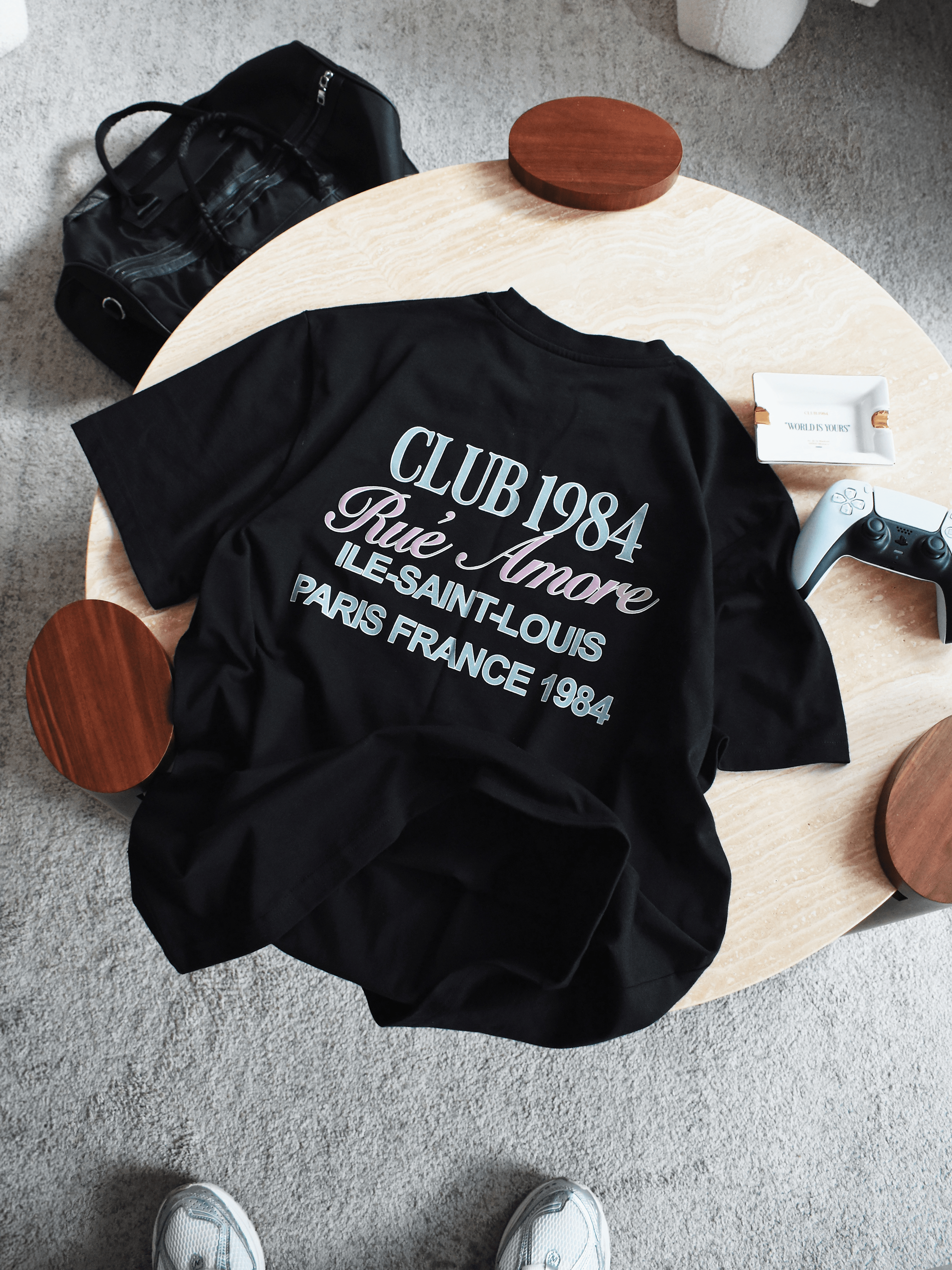 CLUB 1984. Rue Amore Script T-shirt - Black T-Shirt