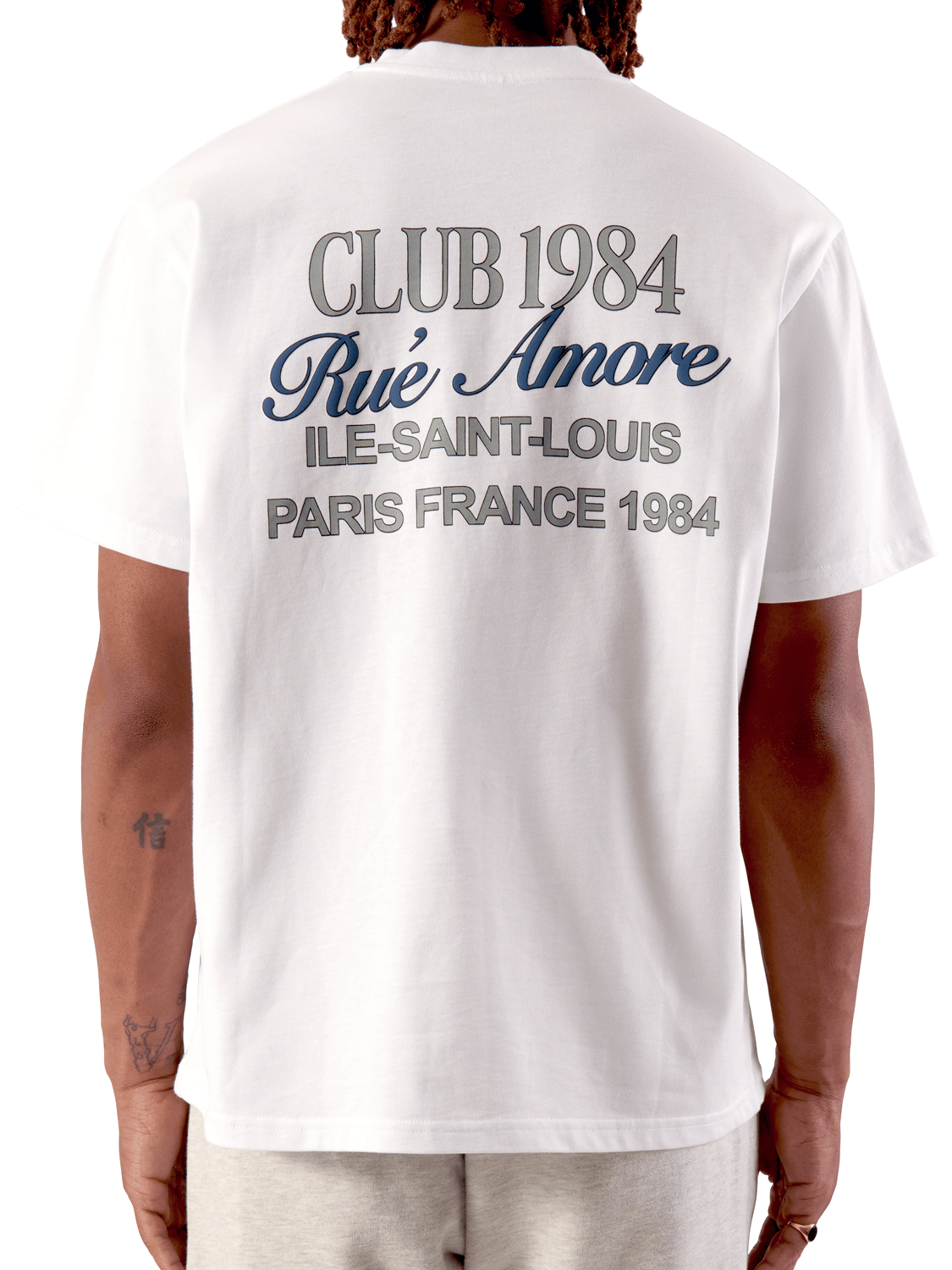 CLUB 1984. Rue Amore Script T-shirt - White T-Shirt