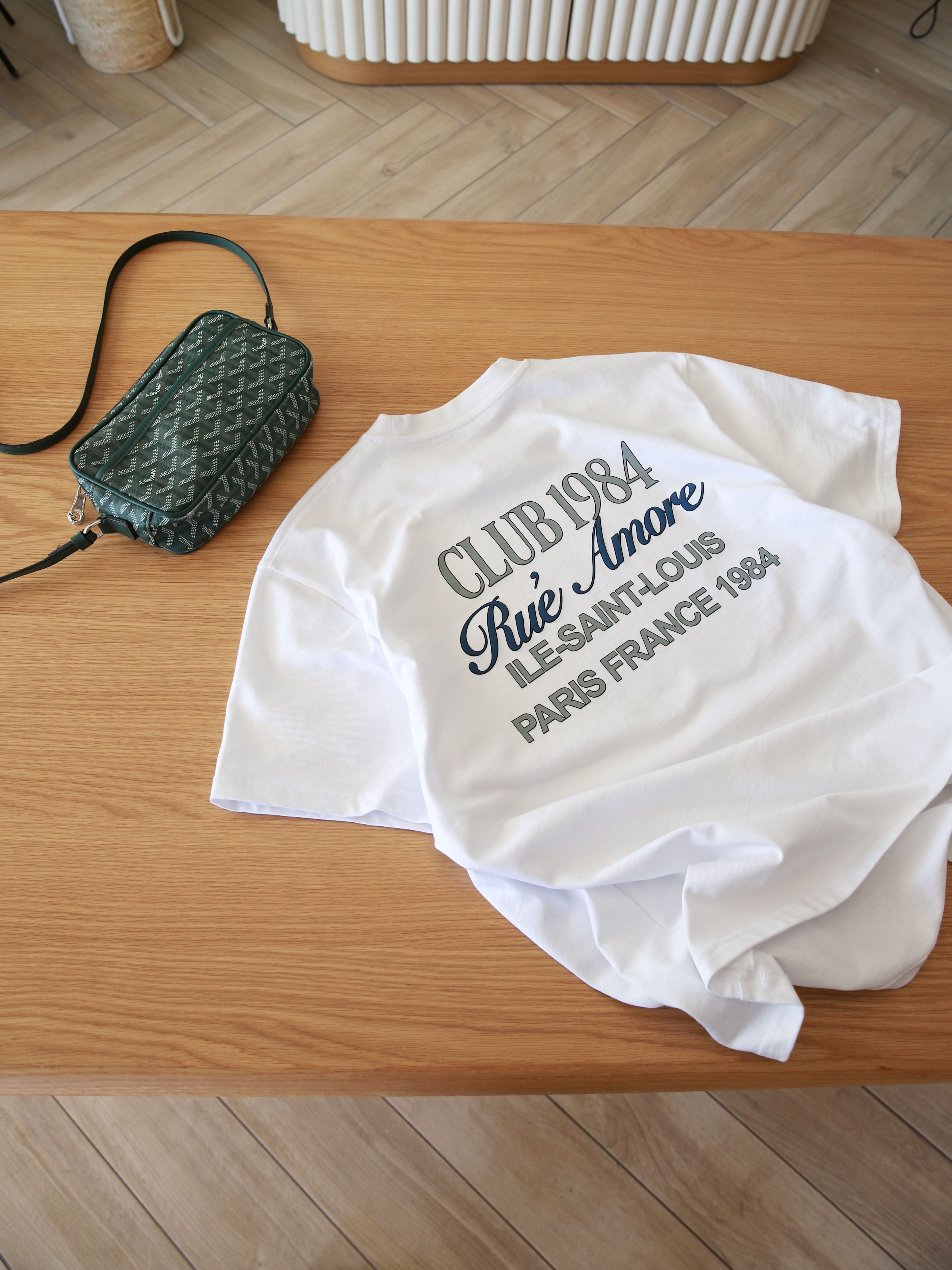 CLUB 1984. Rue Amore Script T-shirt - White T-Shirt