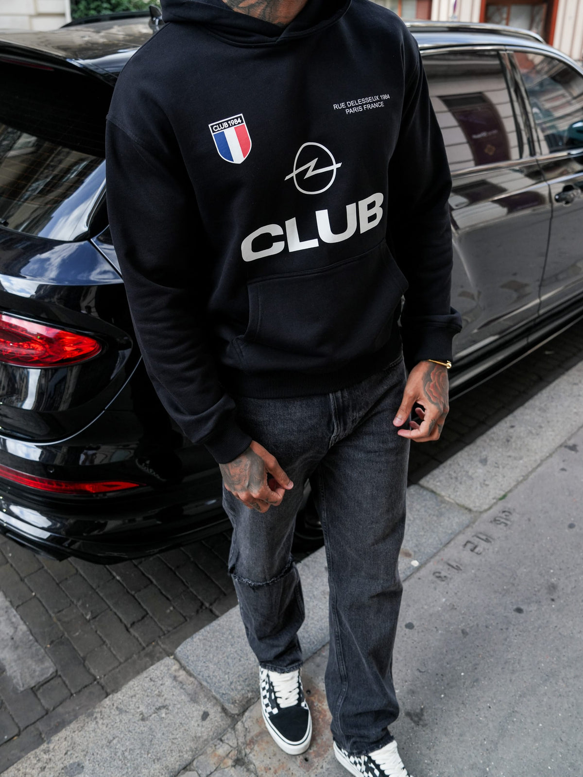 CLUB 1984. Rue Delesseux Hoodie - Black Hoodie