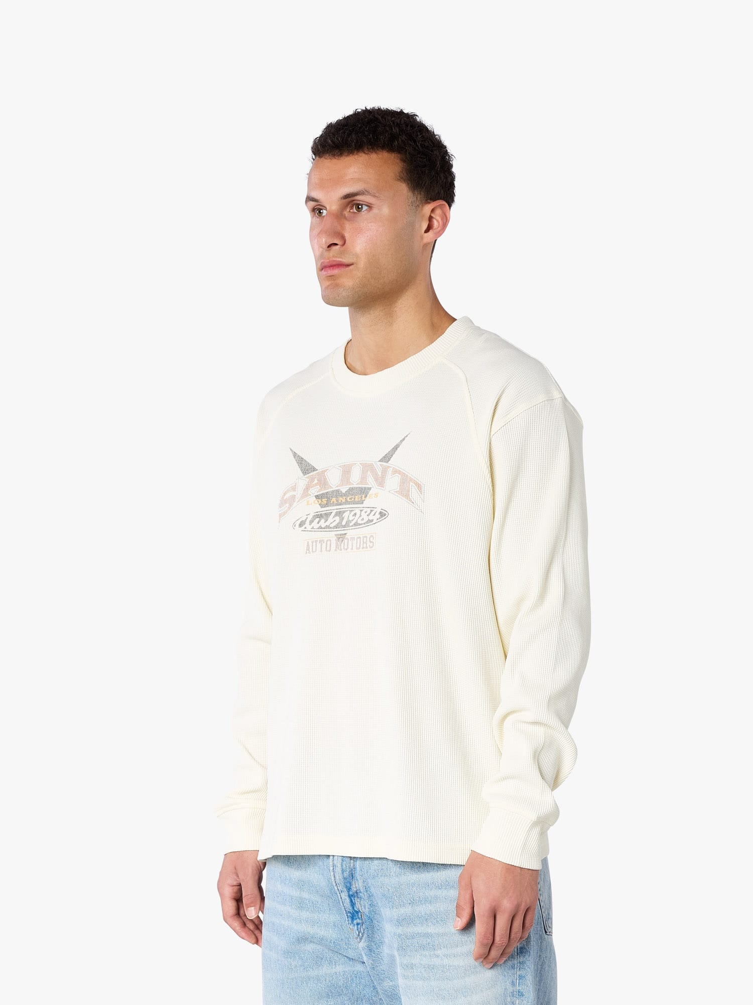 CLUB 1984. Saint Motors Waffle LS T-shirt - Off White T-Shirt