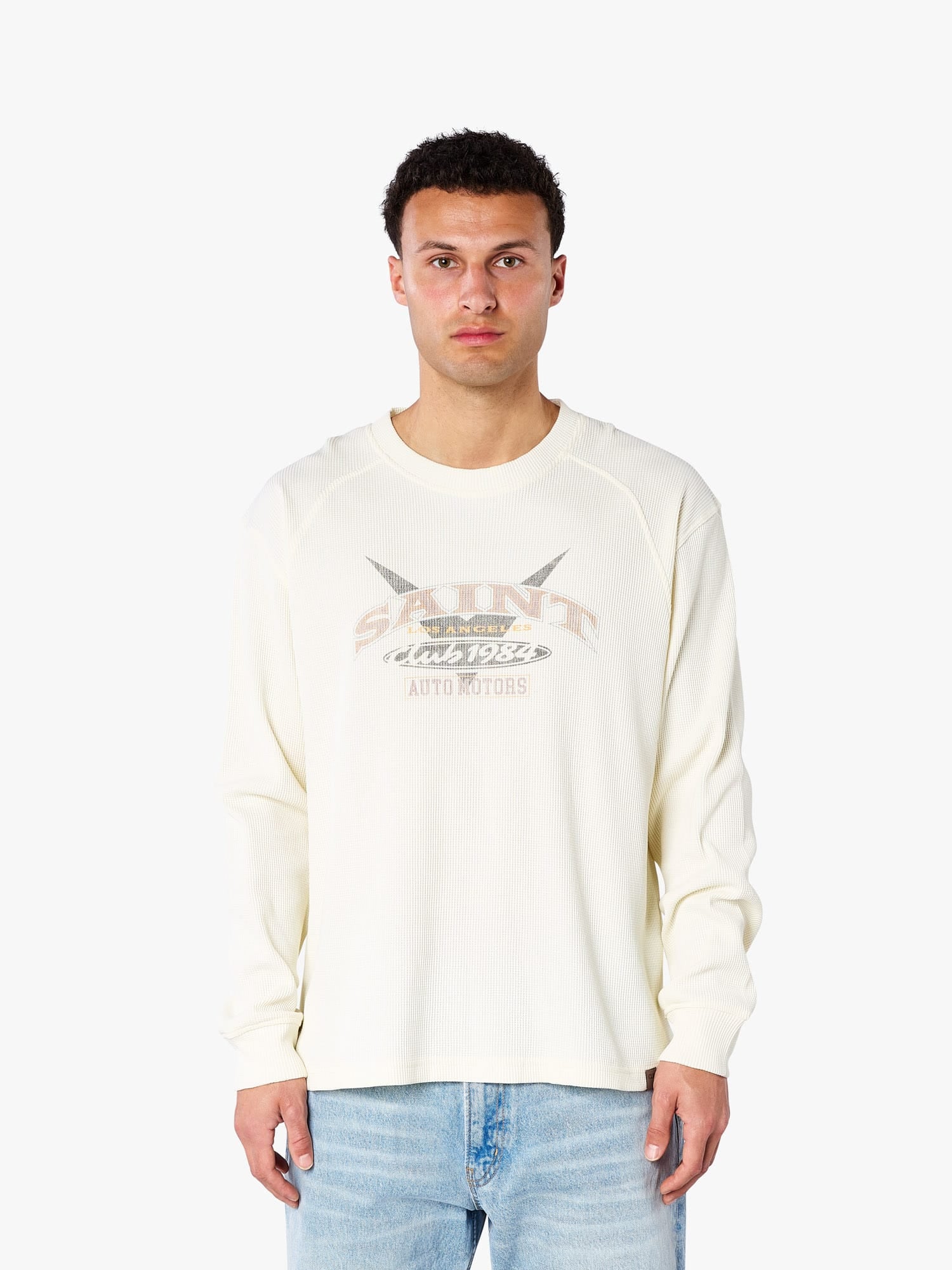 CLUB 1984. Saint Motors Waffle LS T-shirt - Off White T-Shirt