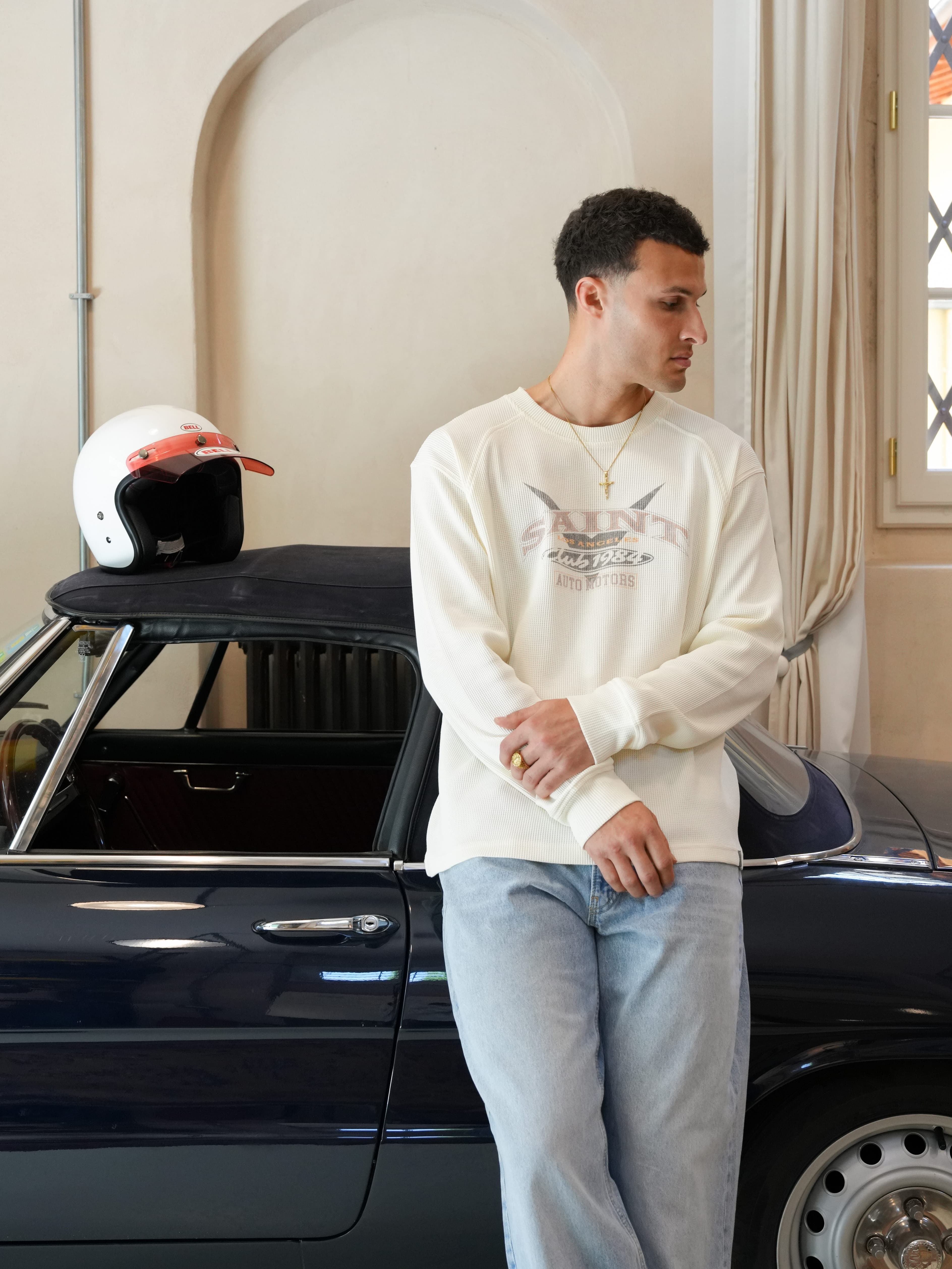 CLUB 1984. Saint Motors Waffle LS T-shirt - Off White T-Shirt