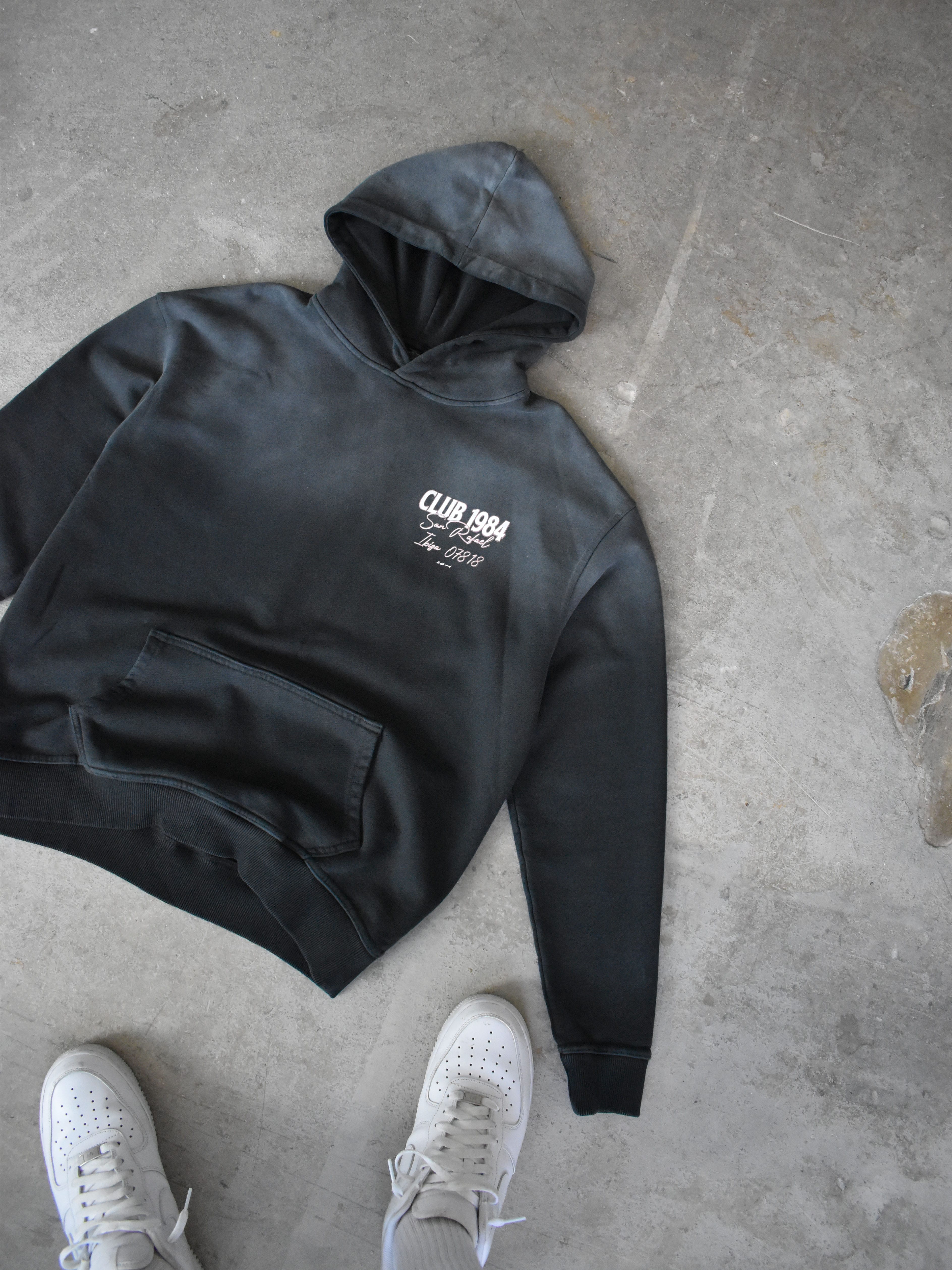 CLUB 1984. San Rafael Hoodie - Washed Black Hoodie