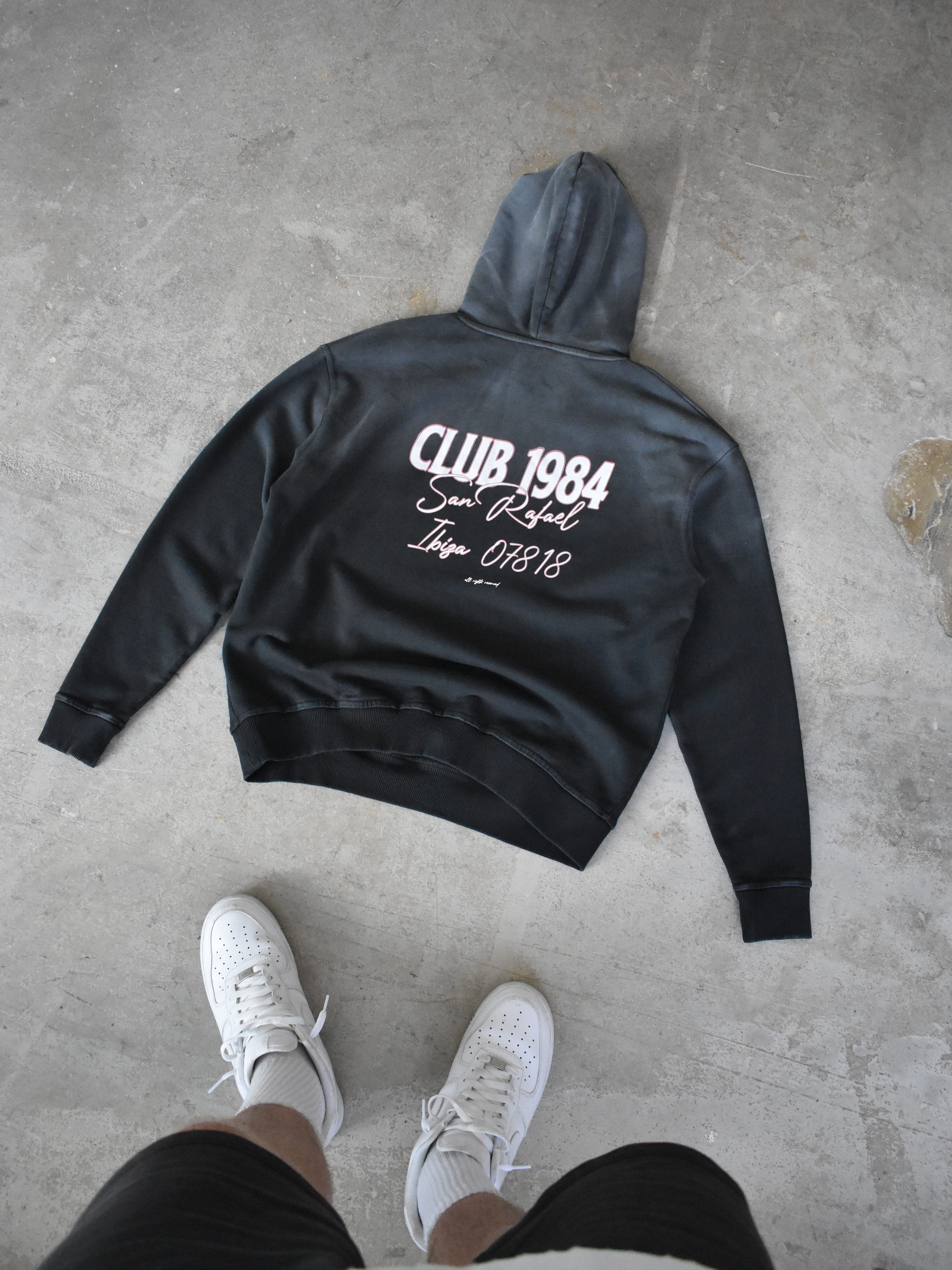 CLUB 1984. San Rafael Hoodie - Washed Black Hoodie