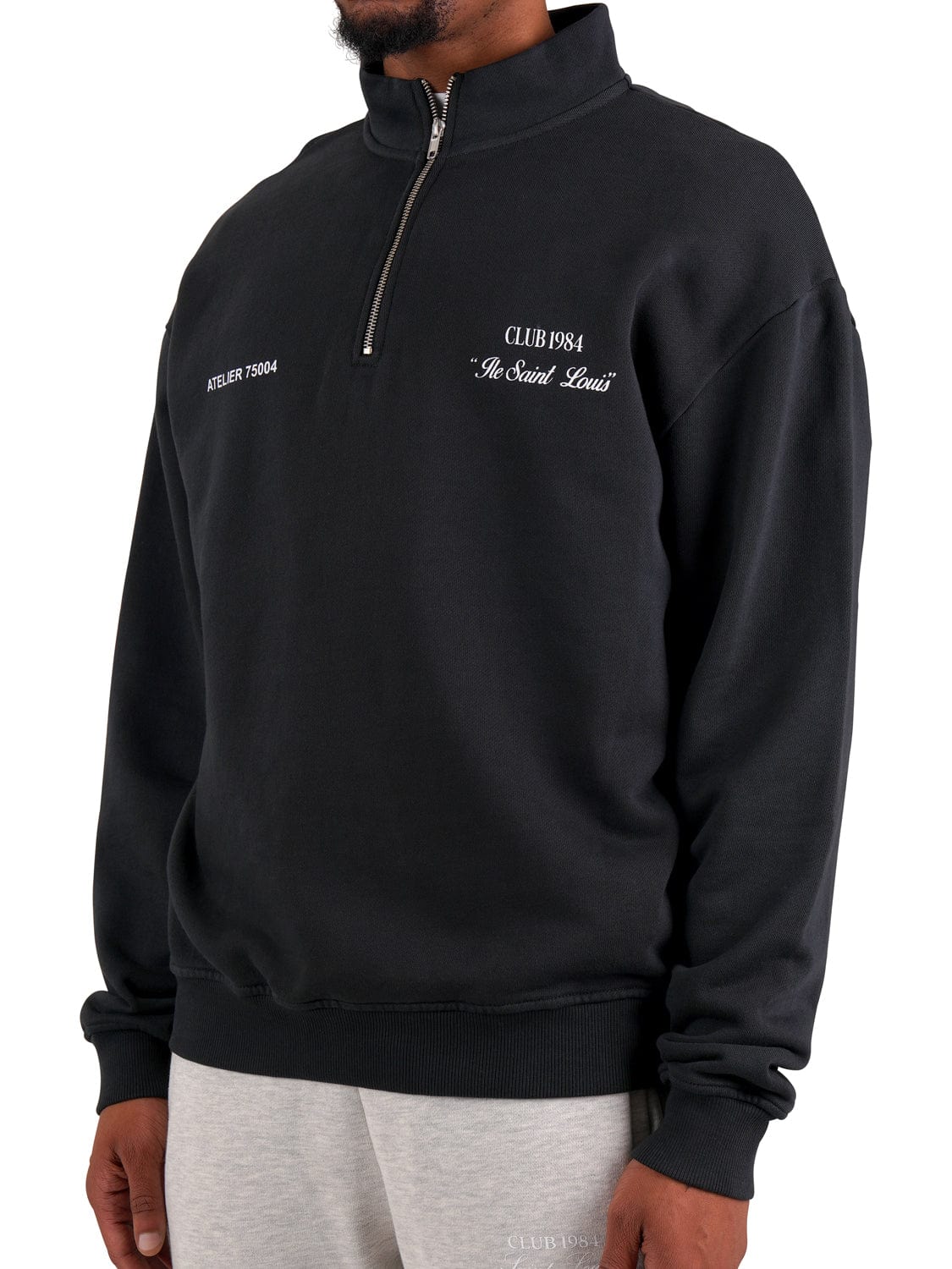 CLUB 1984. Signature 1/4 Zip - Washed Black 1/4 zip
