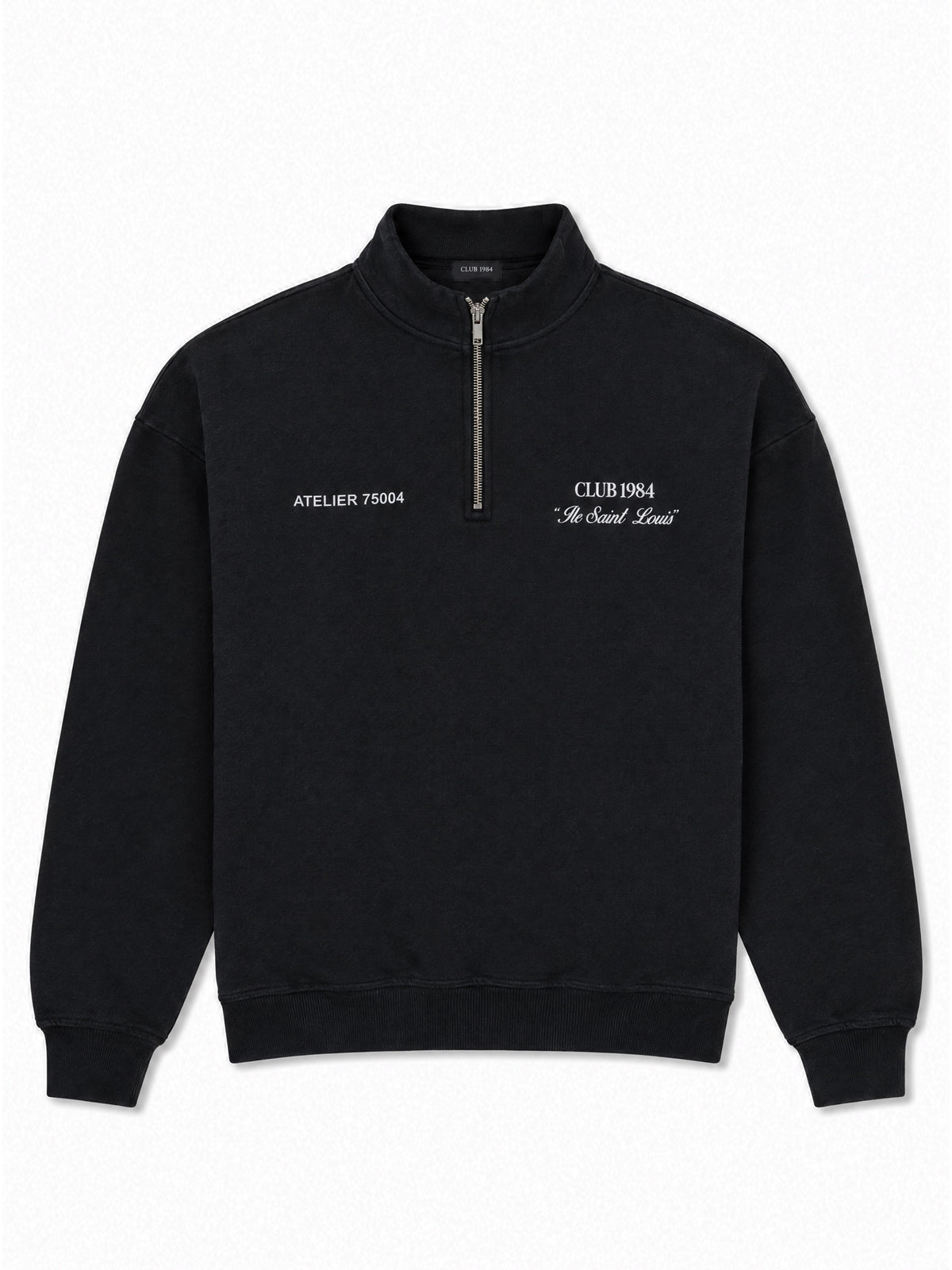 CLUB 1984. Signature 1/4 Zip - Washed Black 1/4 zip