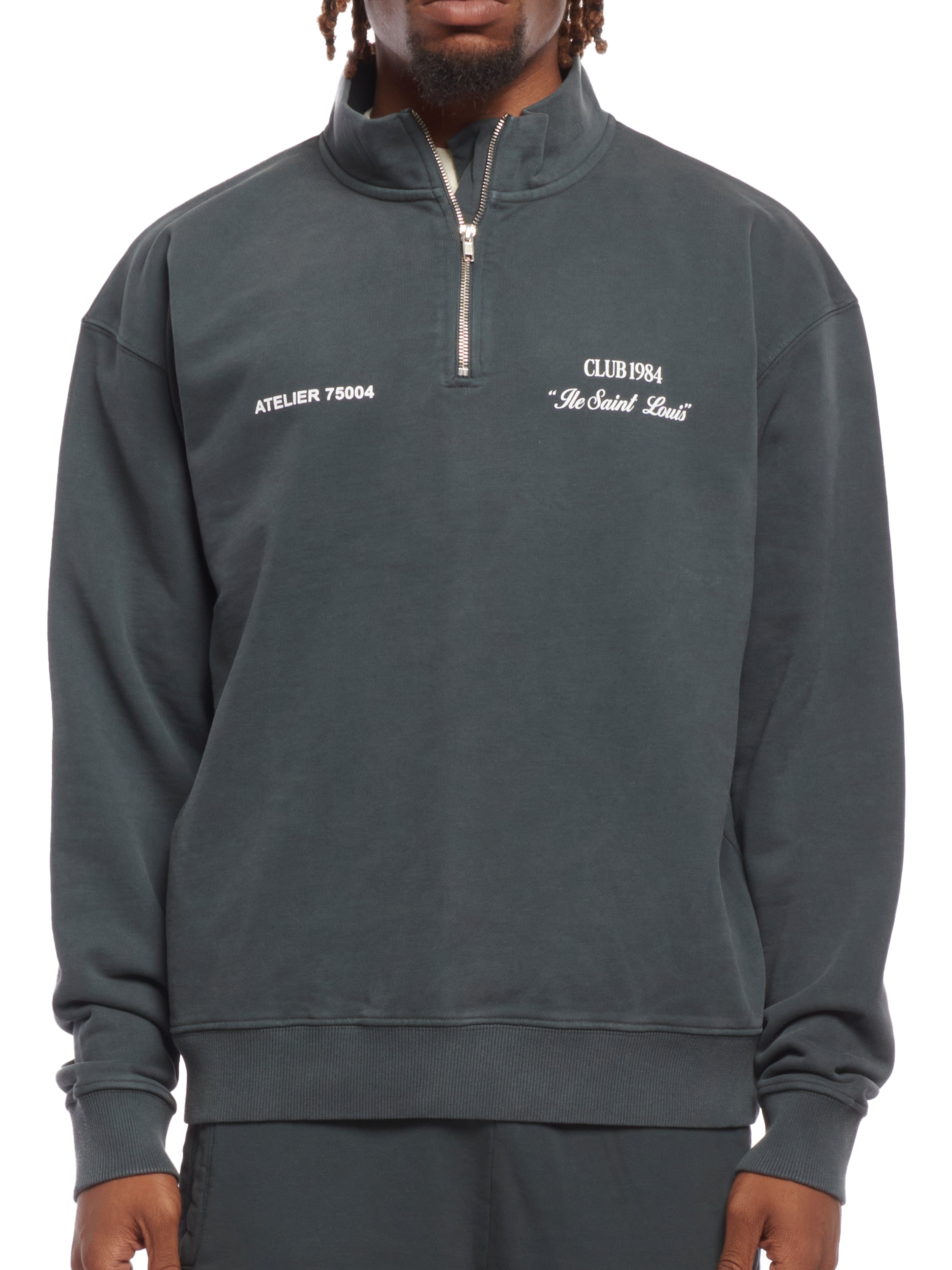 CLUB 1984. Signature 1/4 Zip - Washed Grey 1/4 zip