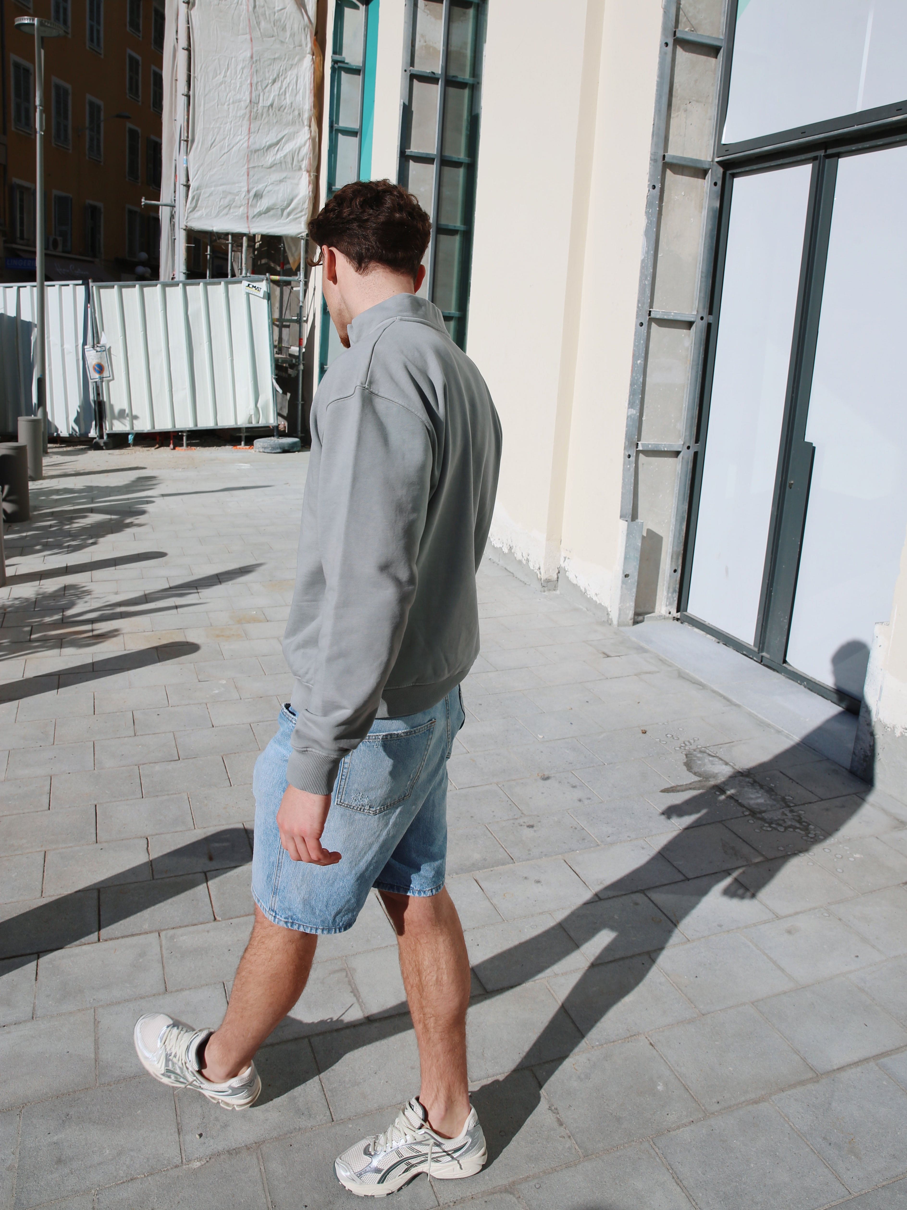 CLUB 1984. Signature 1/4 Zip - Washed Light Grey 1/4 zip