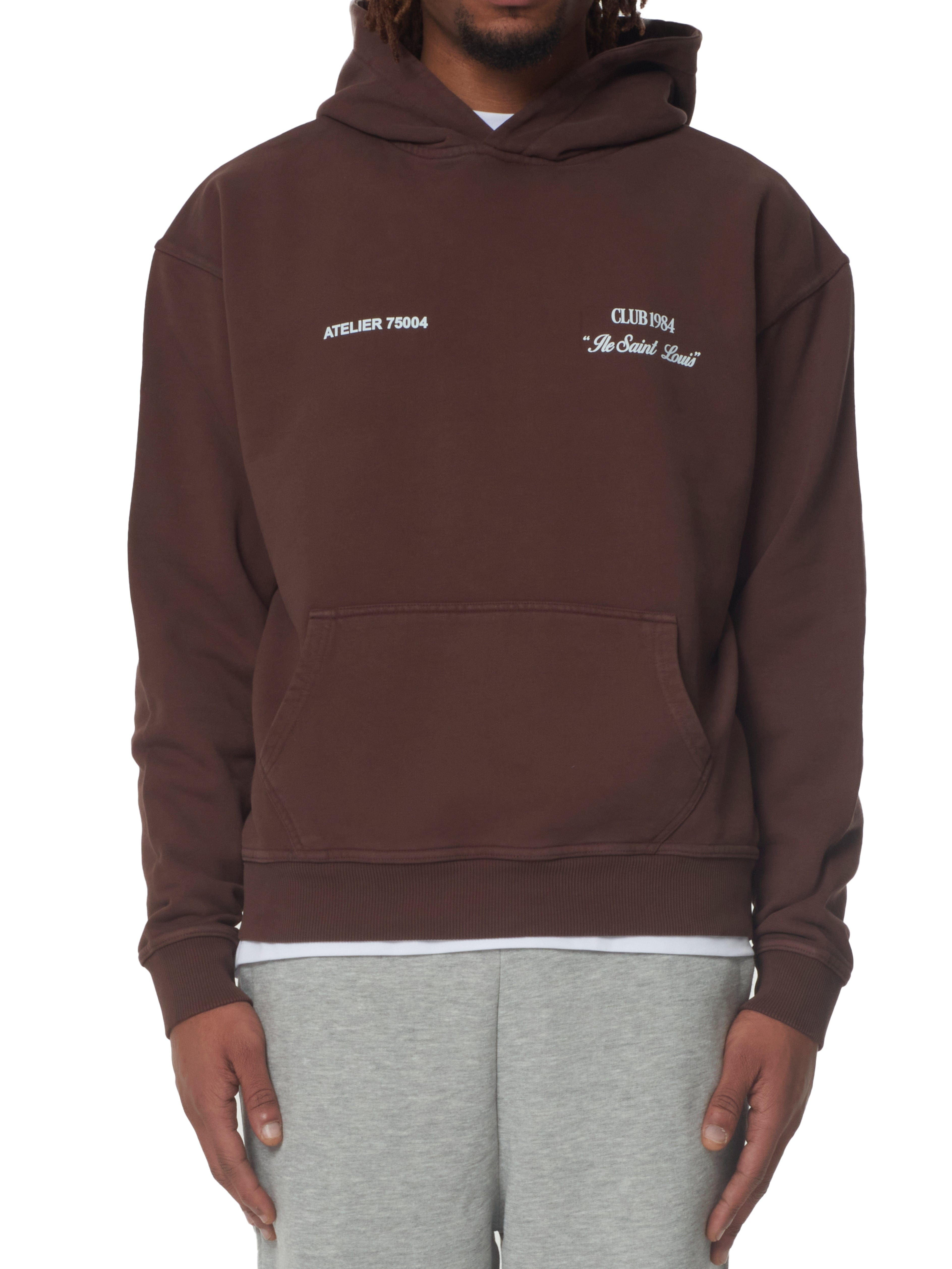 CLUB 1984. Signature Hoodie - Washed Brown Hoodie