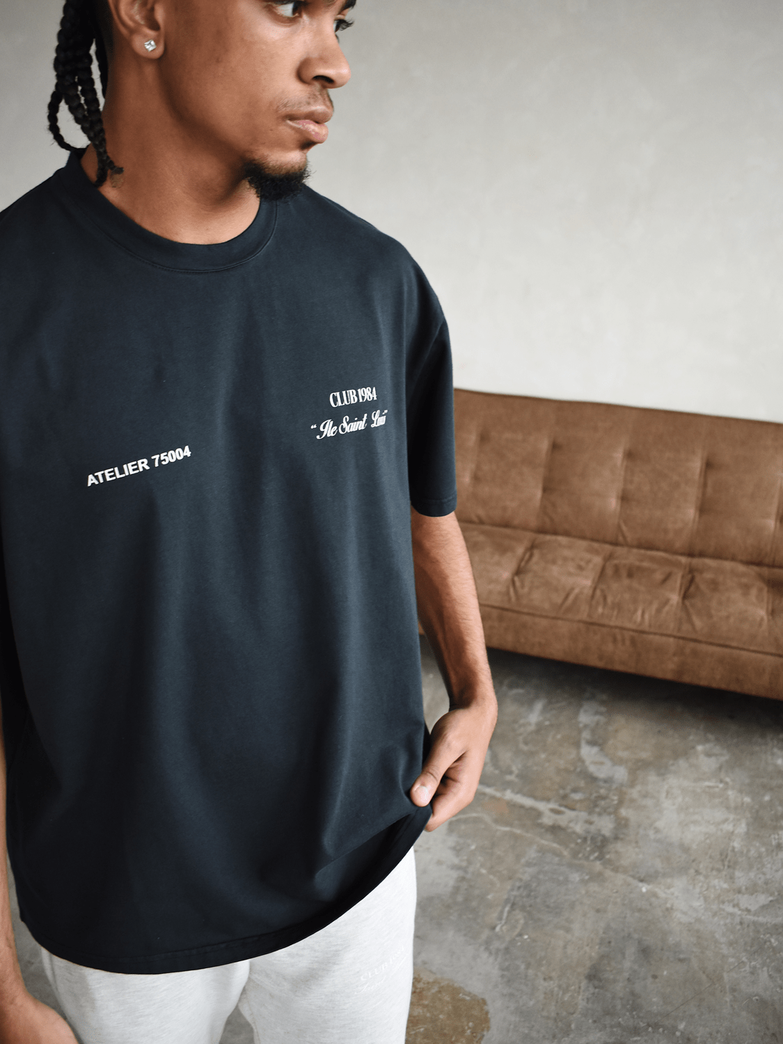 CLUB 1984. Signature T-shirt - Washed Black T-Shirt