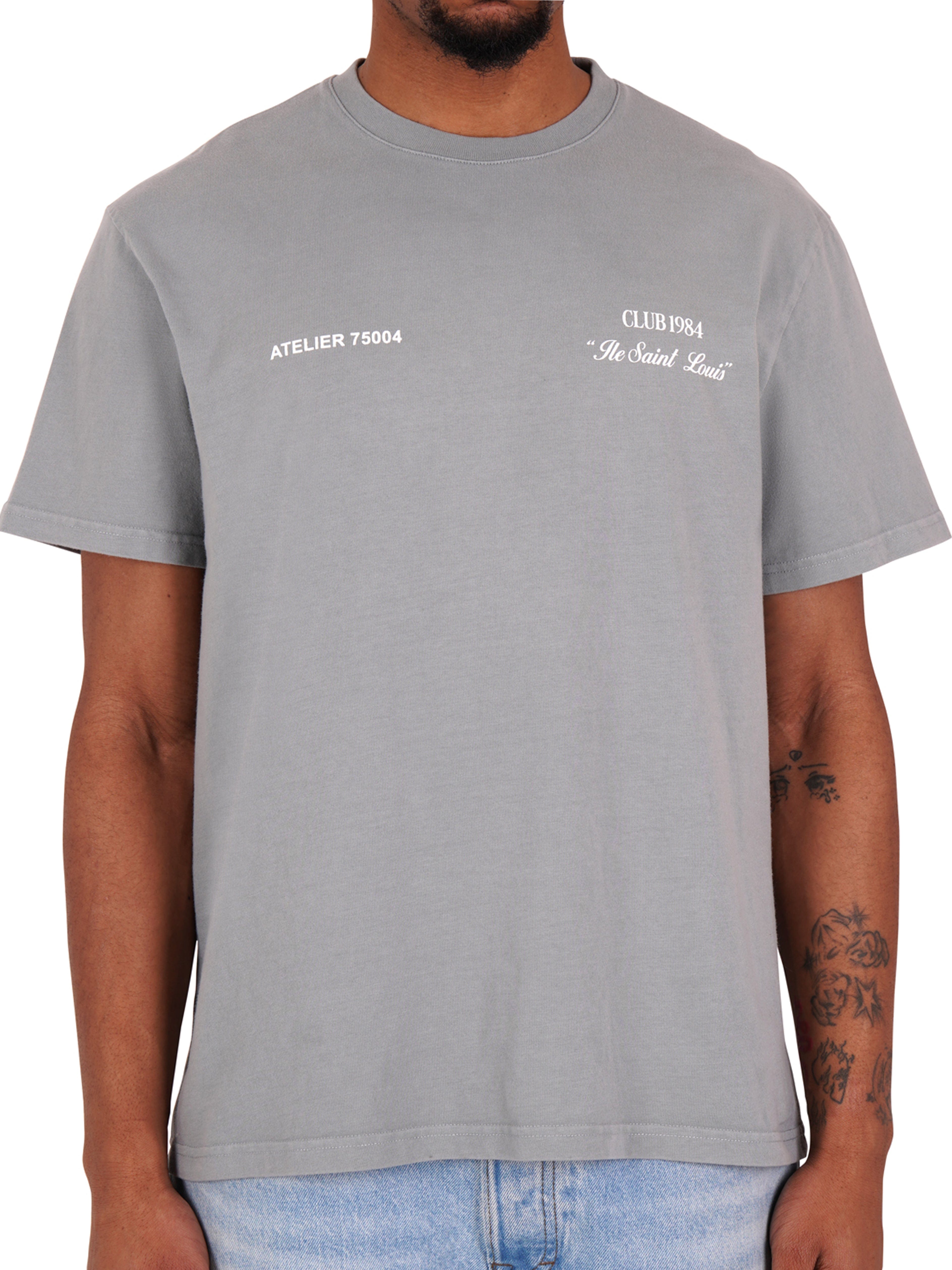 CLUB 1984. Signature T-shirt - Washed Light Grey T-Shirt