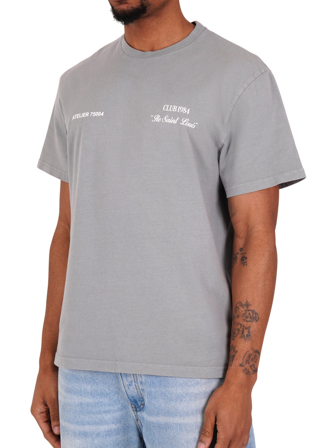 CLUB 1984. Signature T-shirt - Washed Light Grey T-Shirt