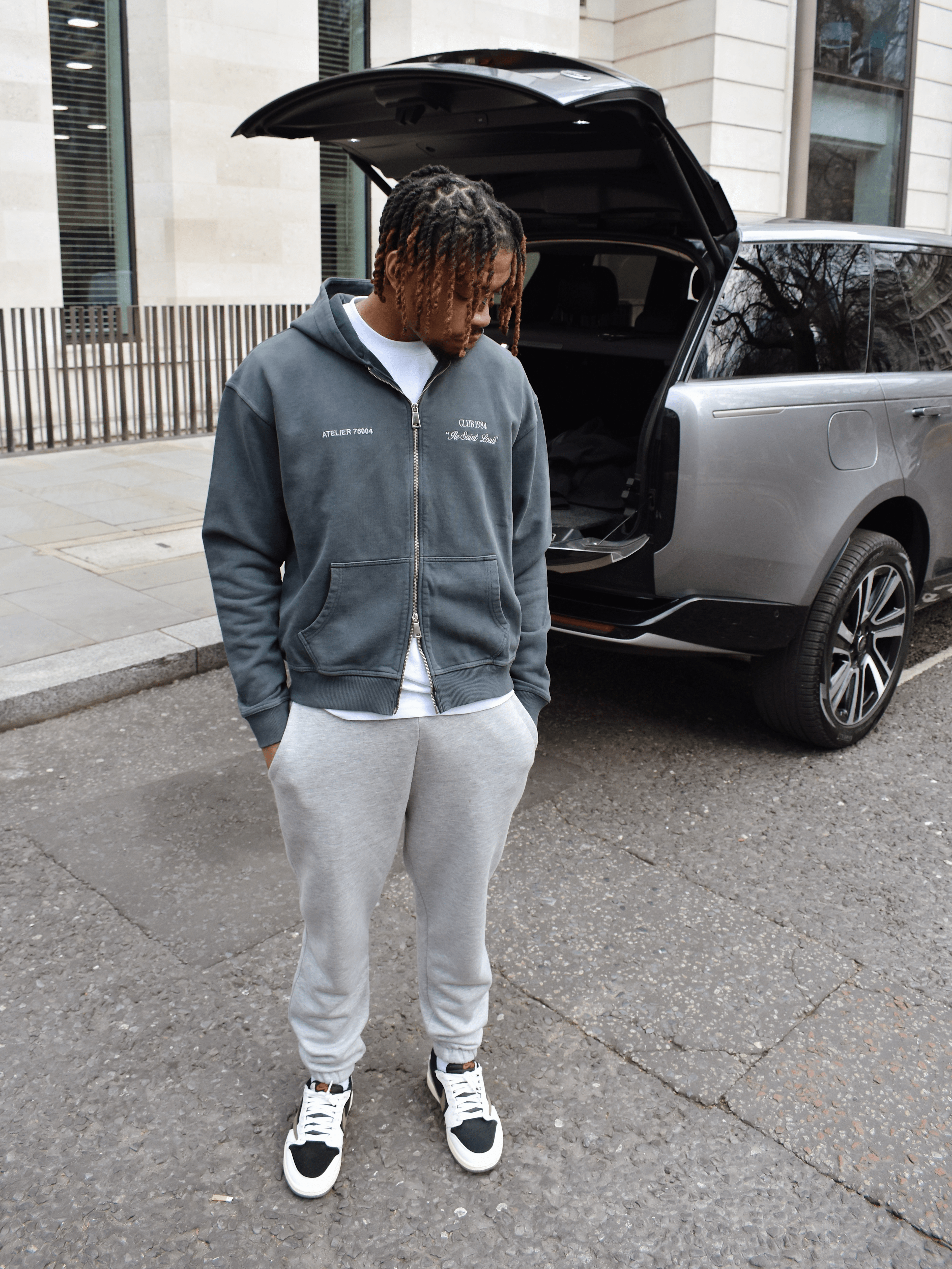 CLUB 1984. Signature Zip Hoodie - Washed Grey Hoodie