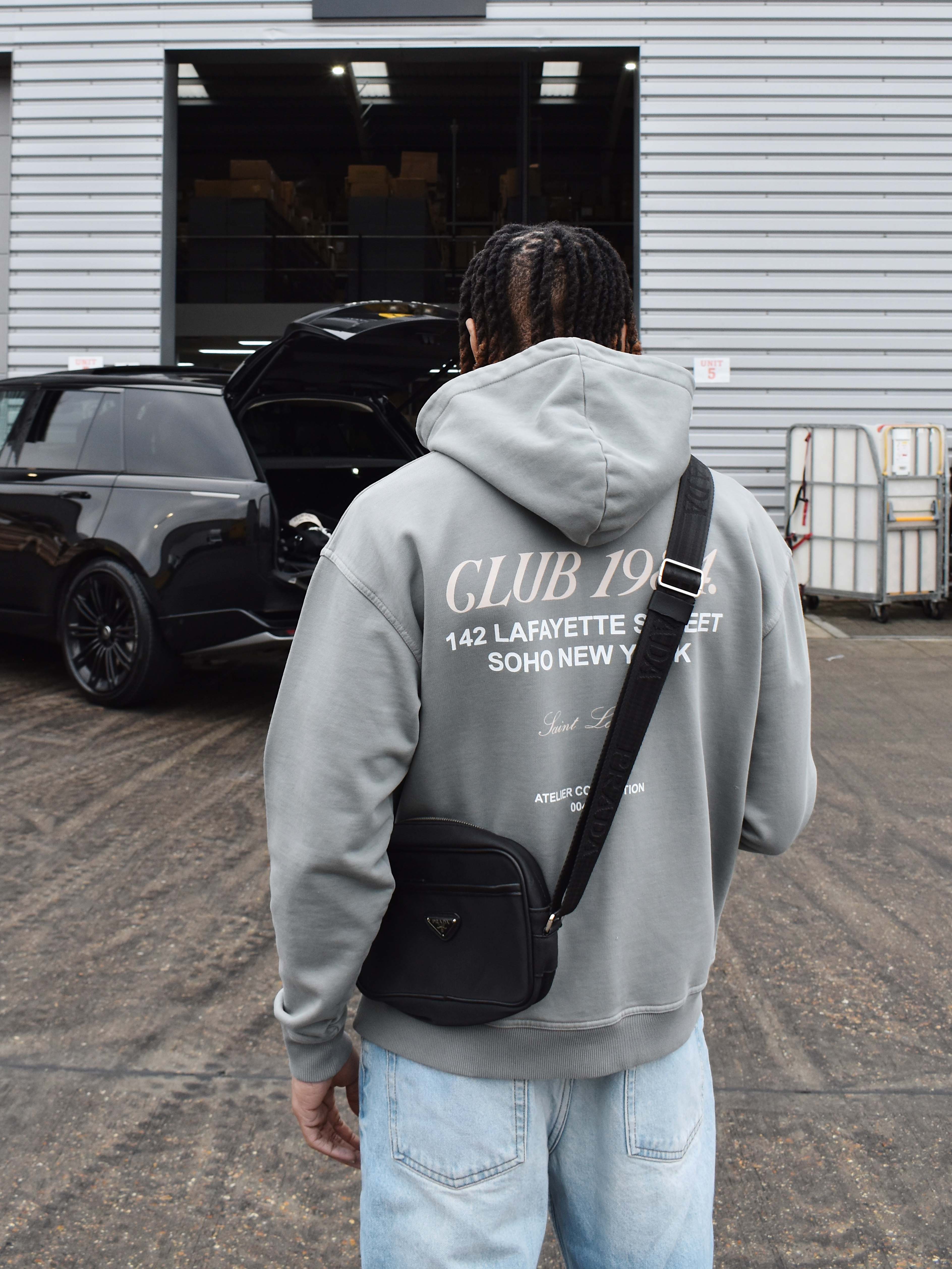 CLUB 1984. Soho Hoodie - Washed Light Grey Hoodie