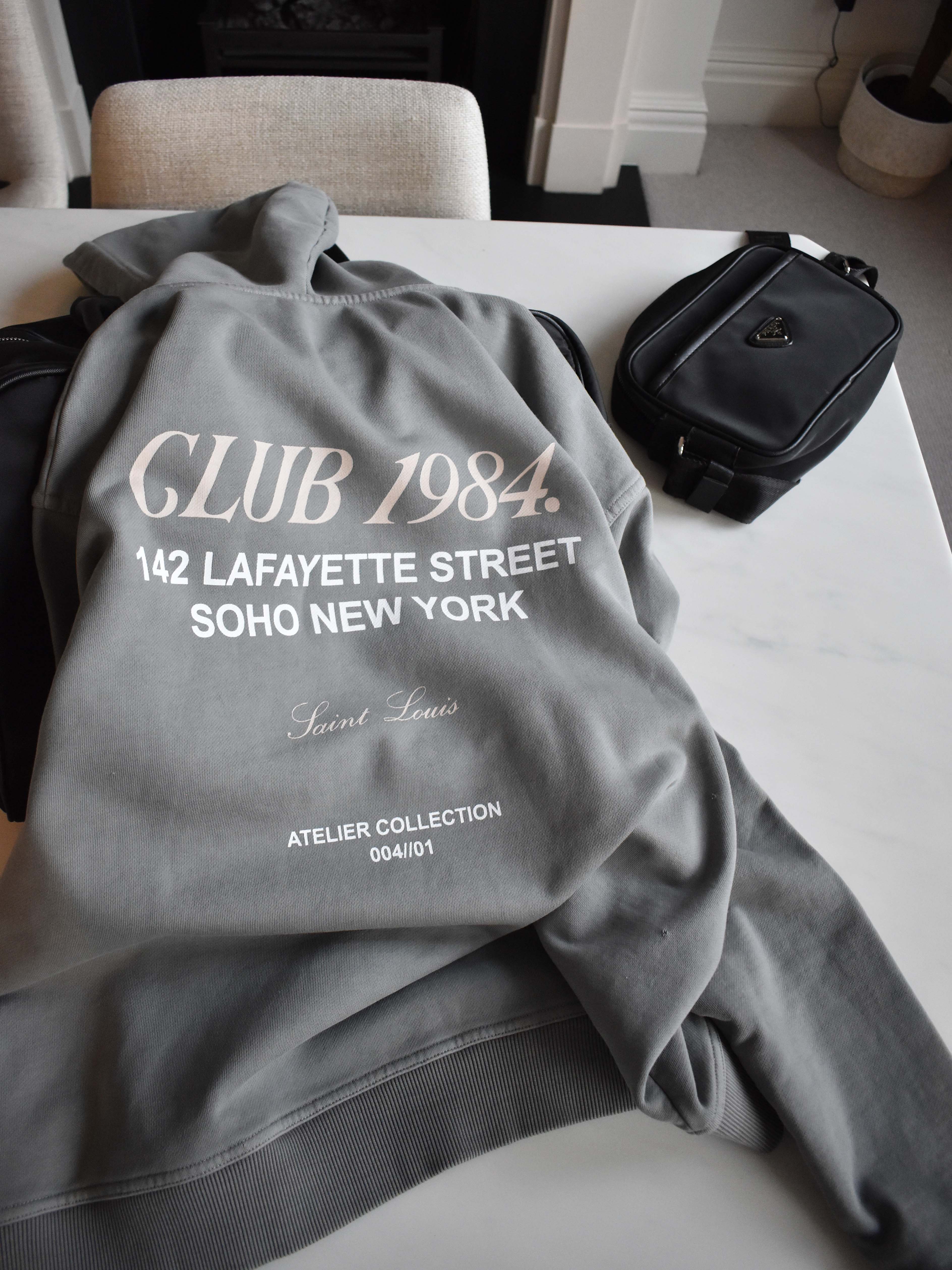 CLUB 1984. Soho Hoodie - Washed Light Grey Hoodie