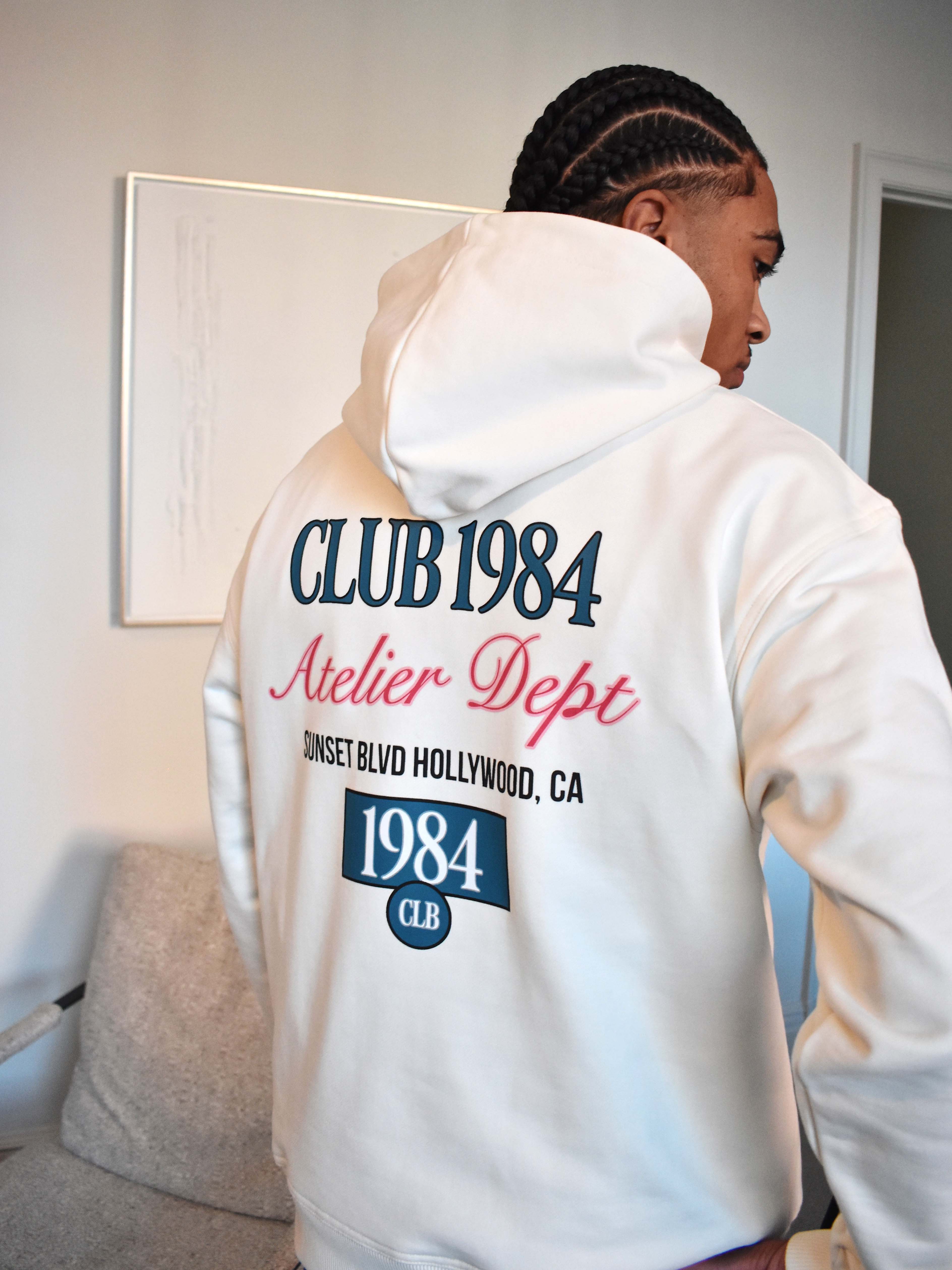 CLUB 1984. Sunset BLVD Hoodie - Off White Hoodie