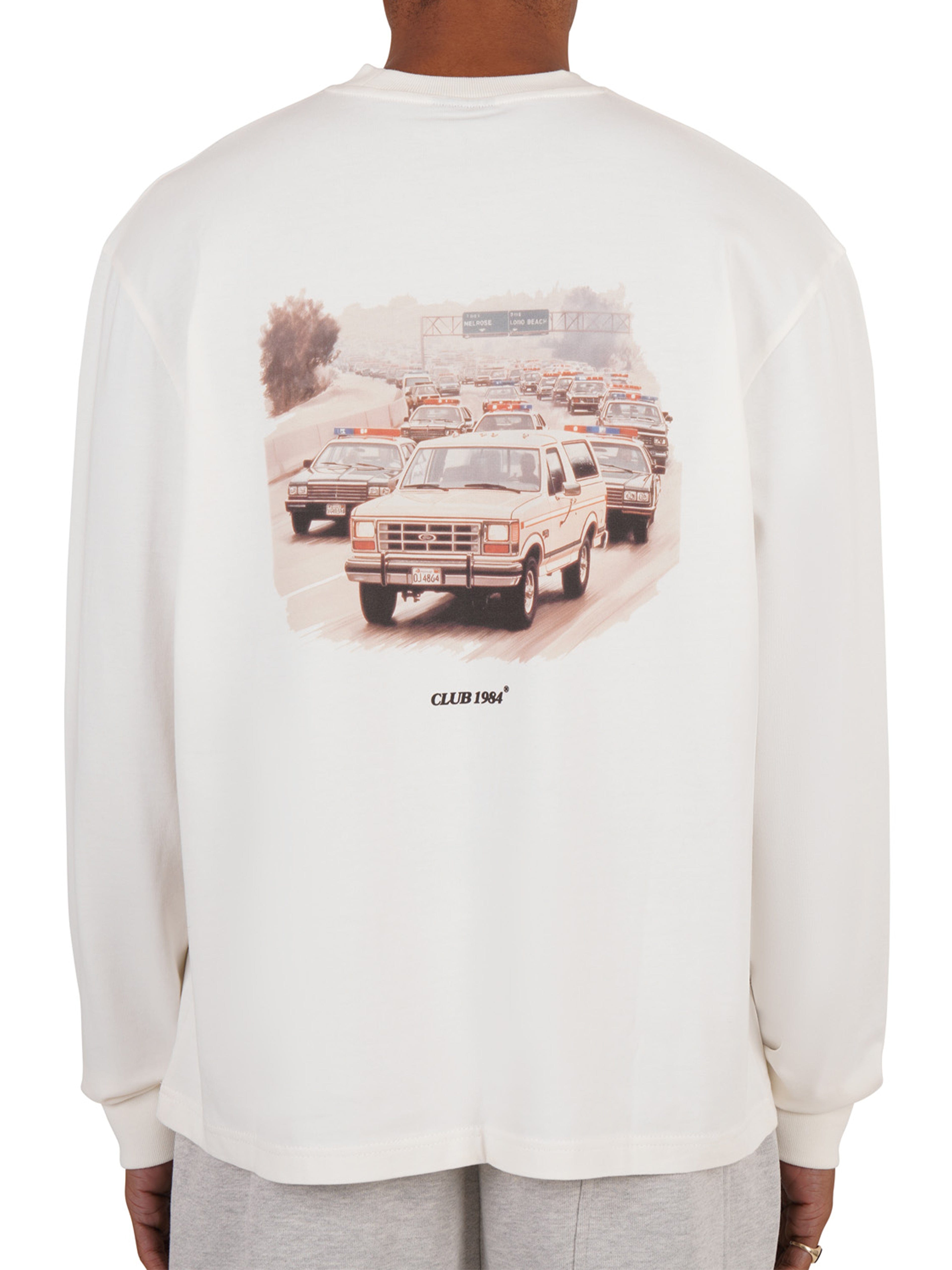CLUB 1984. The Getaway Long Sleeve T-shirt - Off White T-Shirt