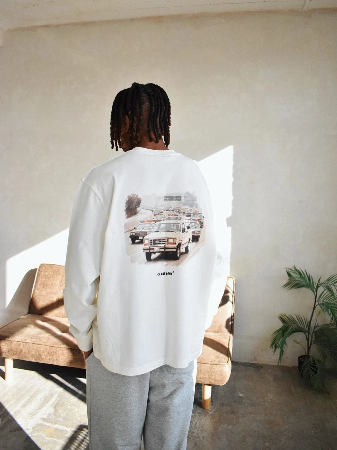CLUB 1984. The Getaway Long Sleeve T-shirt - Off White T-Shirt