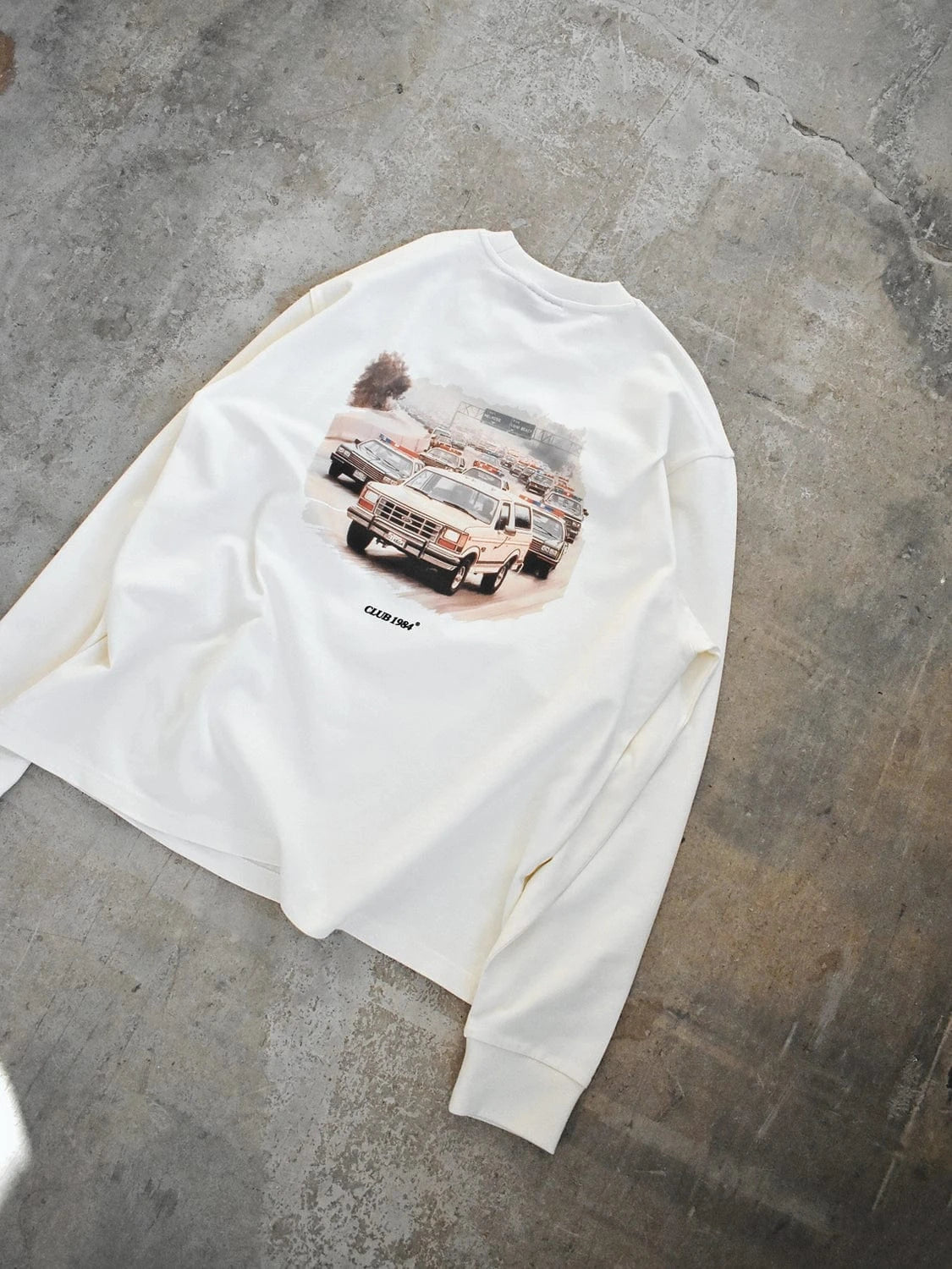 CLUB 1984. The Getaway Long Sleeve T-shirt - Off White T-Shirt
