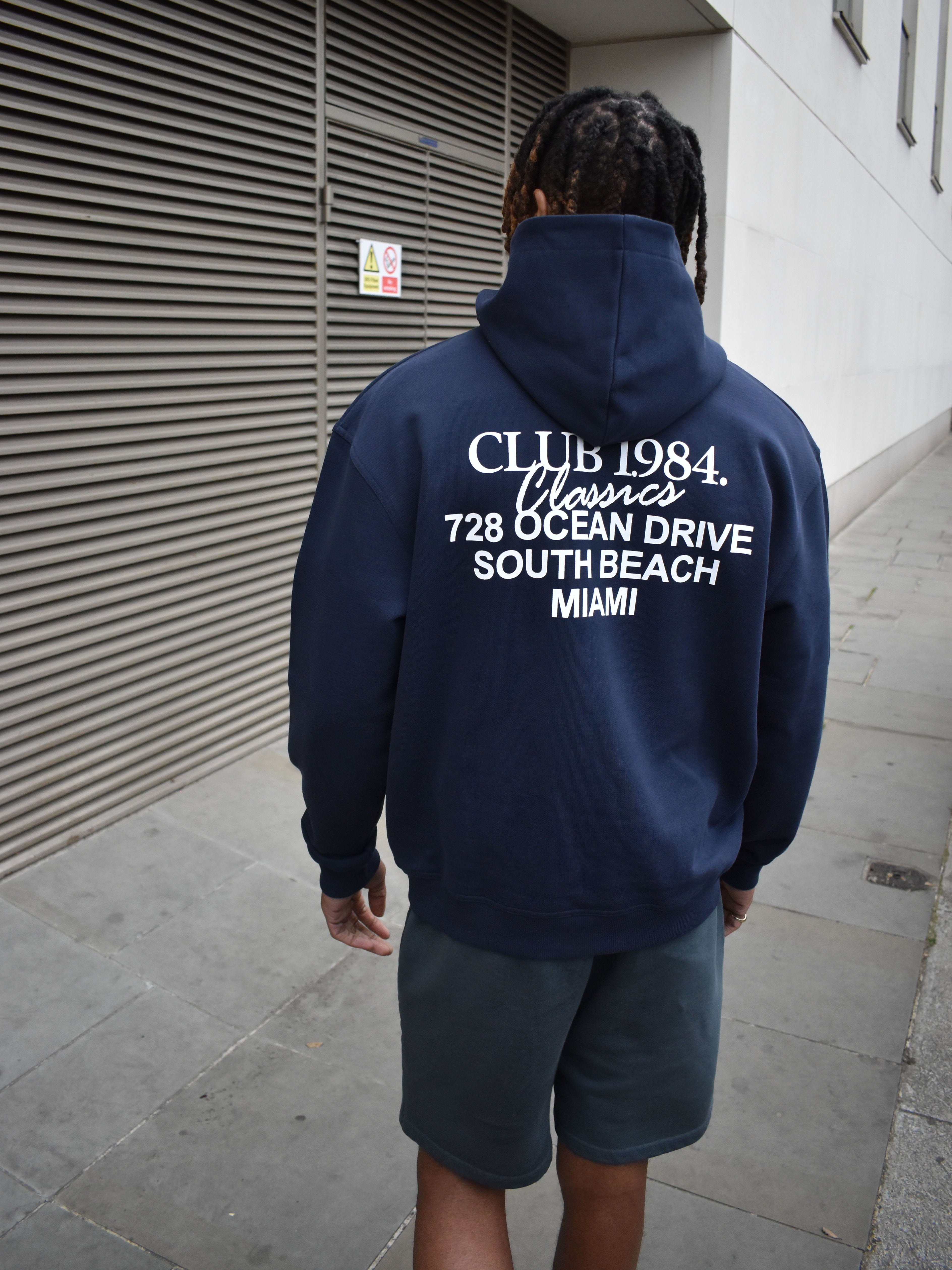 CLUB 1984. Vice City Hoodie - Navy Hoodie