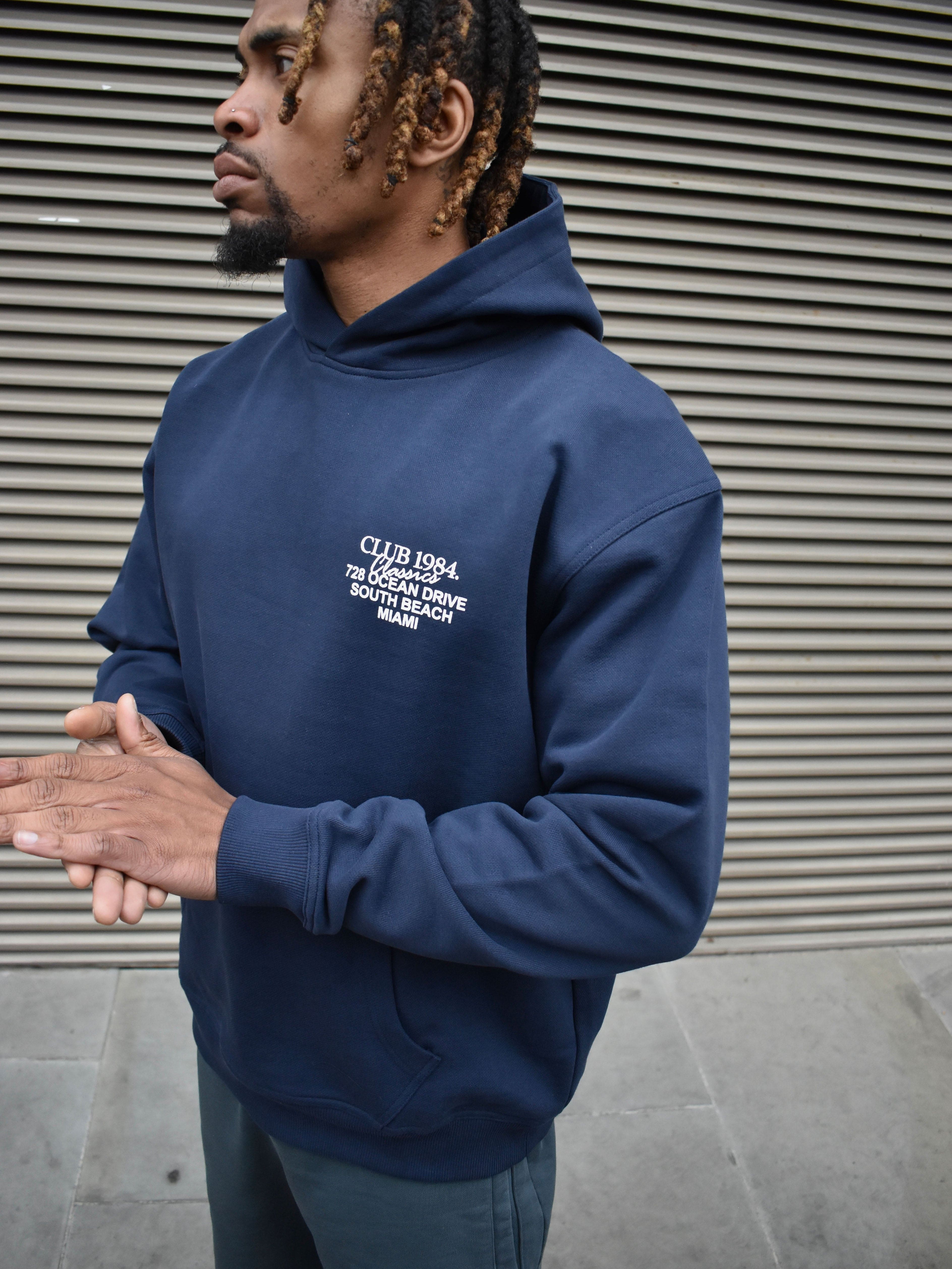 CLUB 1984. Vice City Hoodie - Navy Hoodie