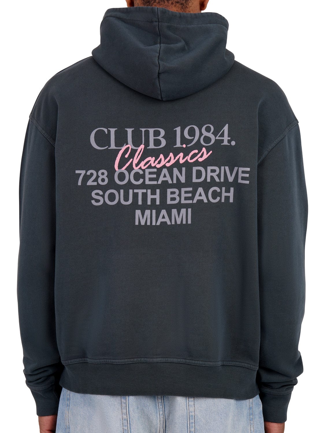 CLUB 1984. Vice City Hoodie - Washed Grey Hoodie