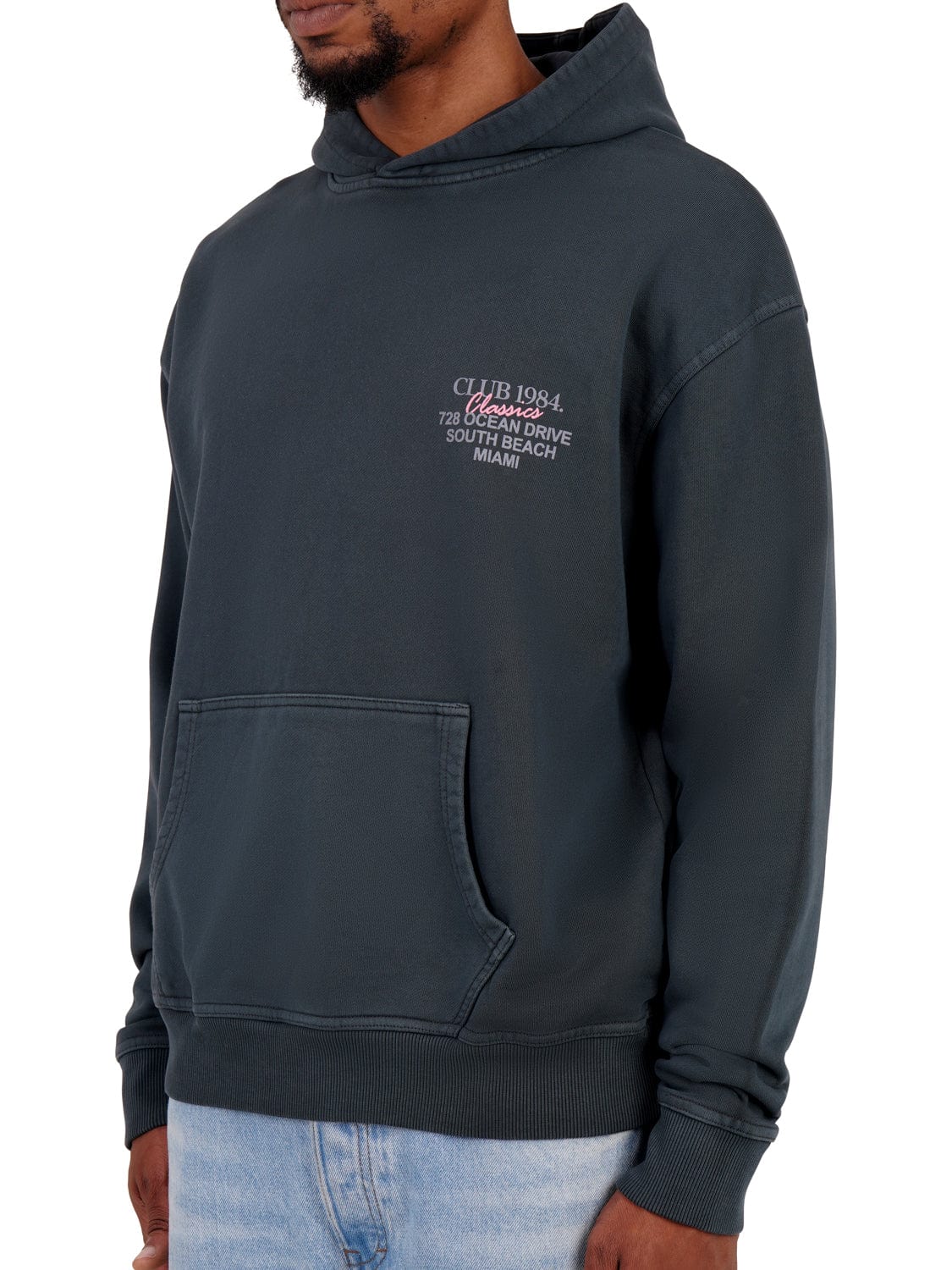 CLUB 1984. Vice City Hoodie - Washed Grey Hoodie