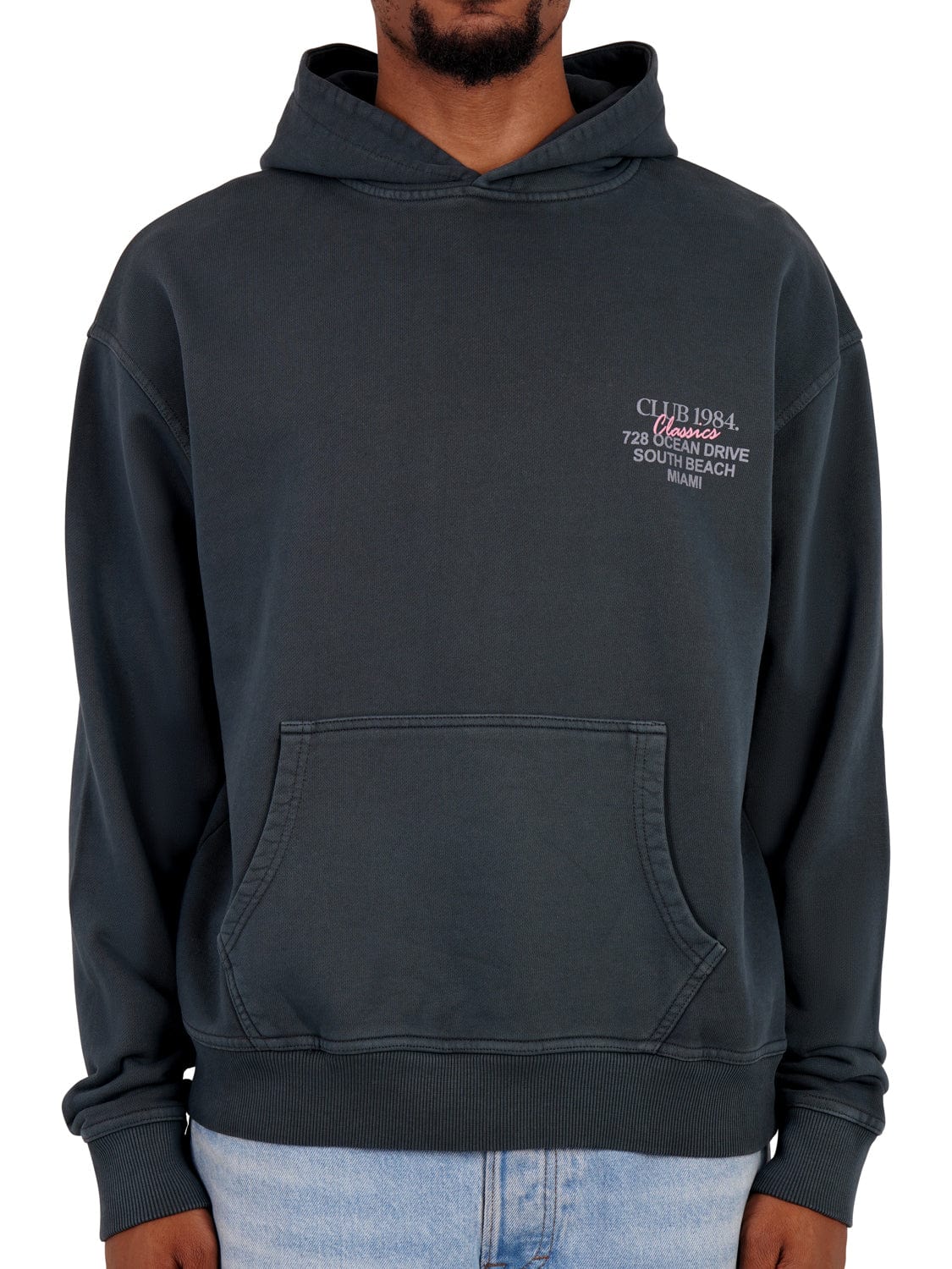 CLUB 1984. Vice City Hoodie - Washed Grey Hoodie