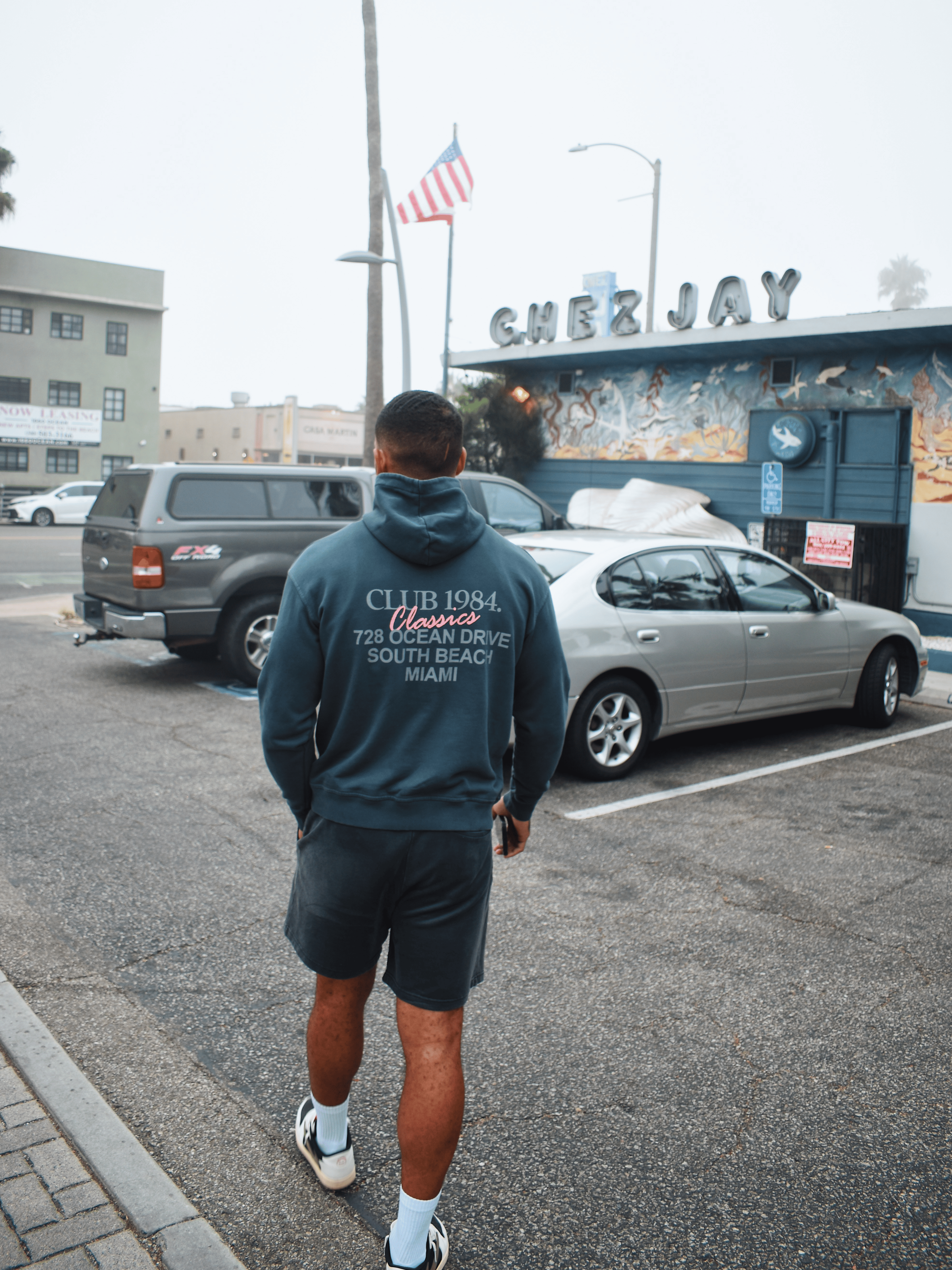 CLUB 1984. Vice City Hoodie - Washed Grey Hoodie