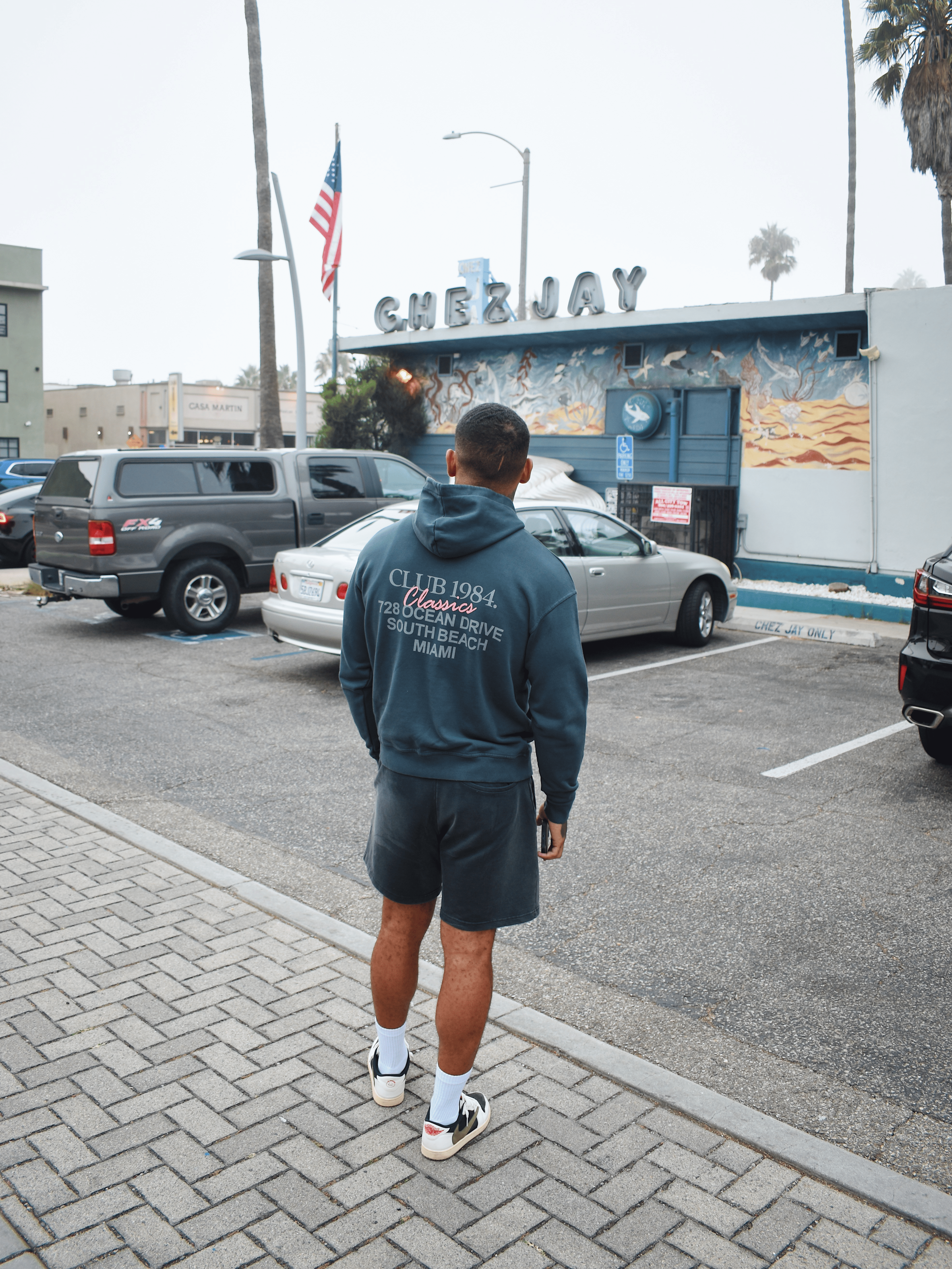 CLUB 1984. Vice City Hoodie - Washed Grey Hoodie