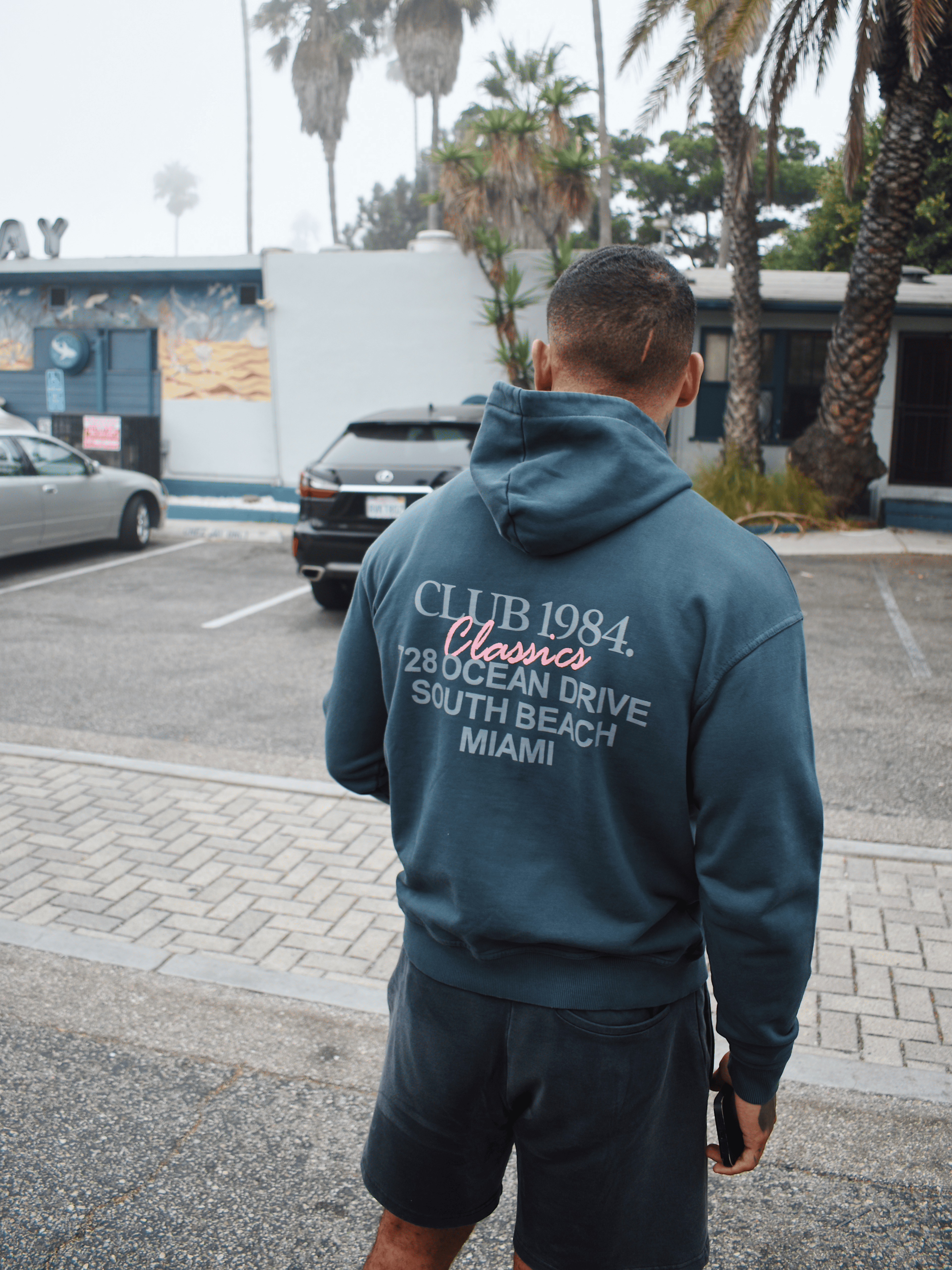 CLUB 1984. Vice City Hoodie - Washed Grey Hoodie