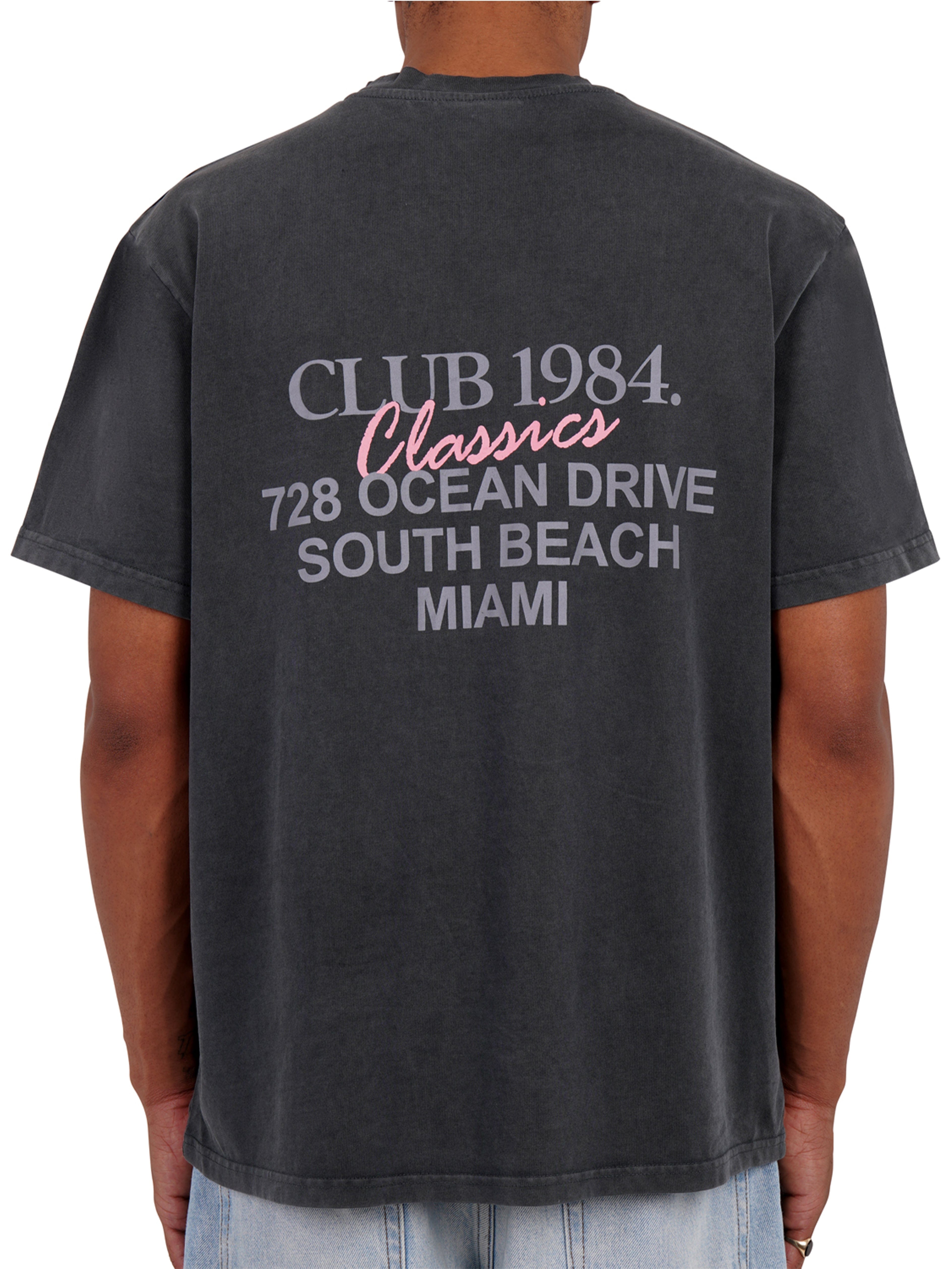 CLUB 1984. Vice City T-shirt - Washed Grey T-Shirt