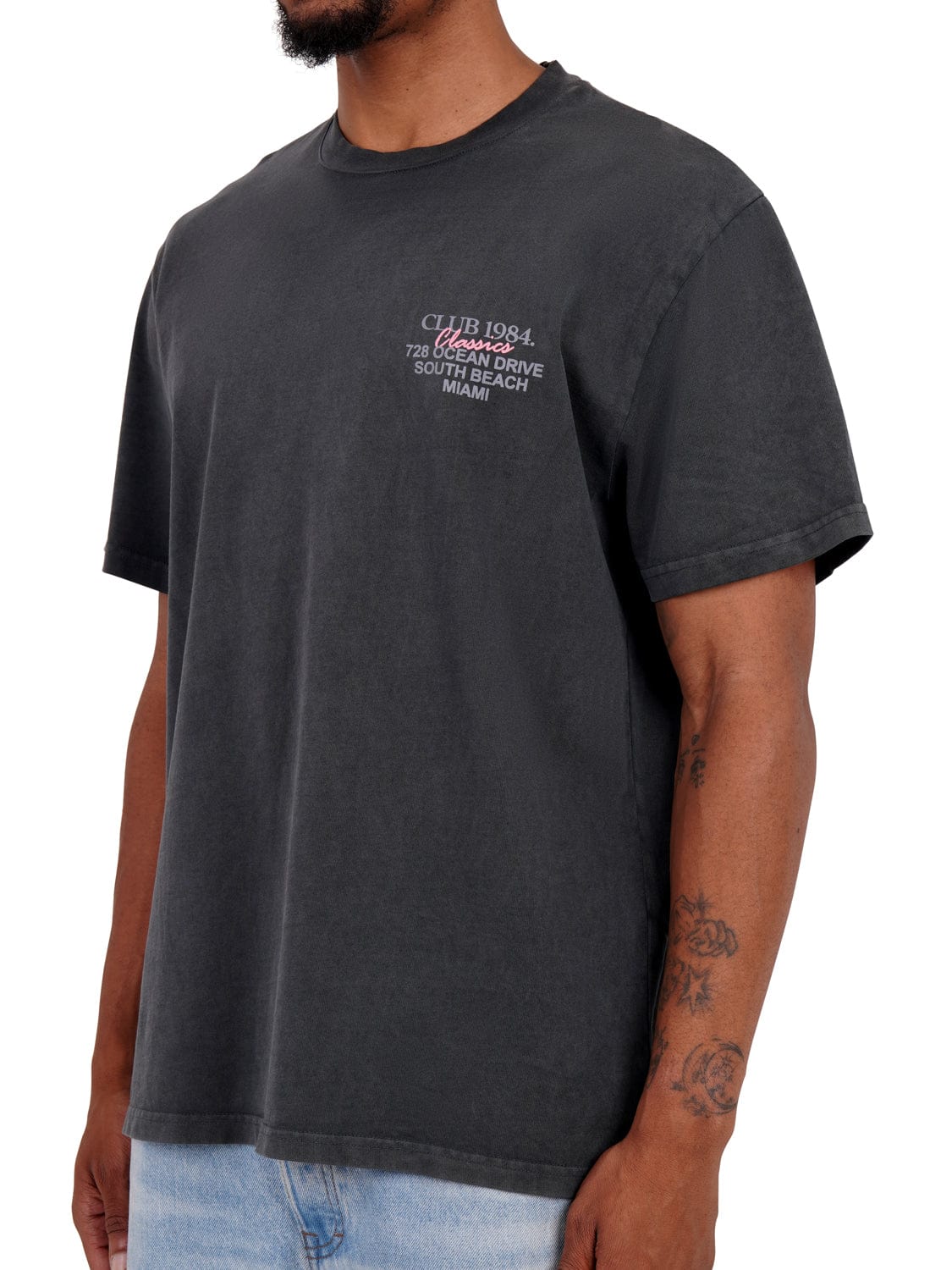 CLUB 1984. Vice City T-shirt - Washed Grey T-Shirt