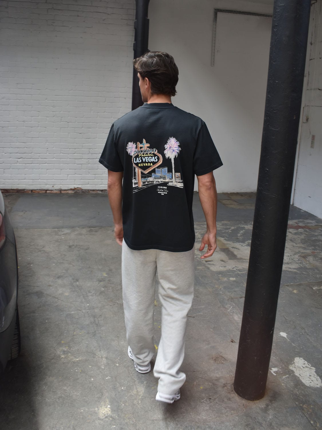 CLUB 1984. Welcome to Vegas T-shirt - Washed Black T-Shirt