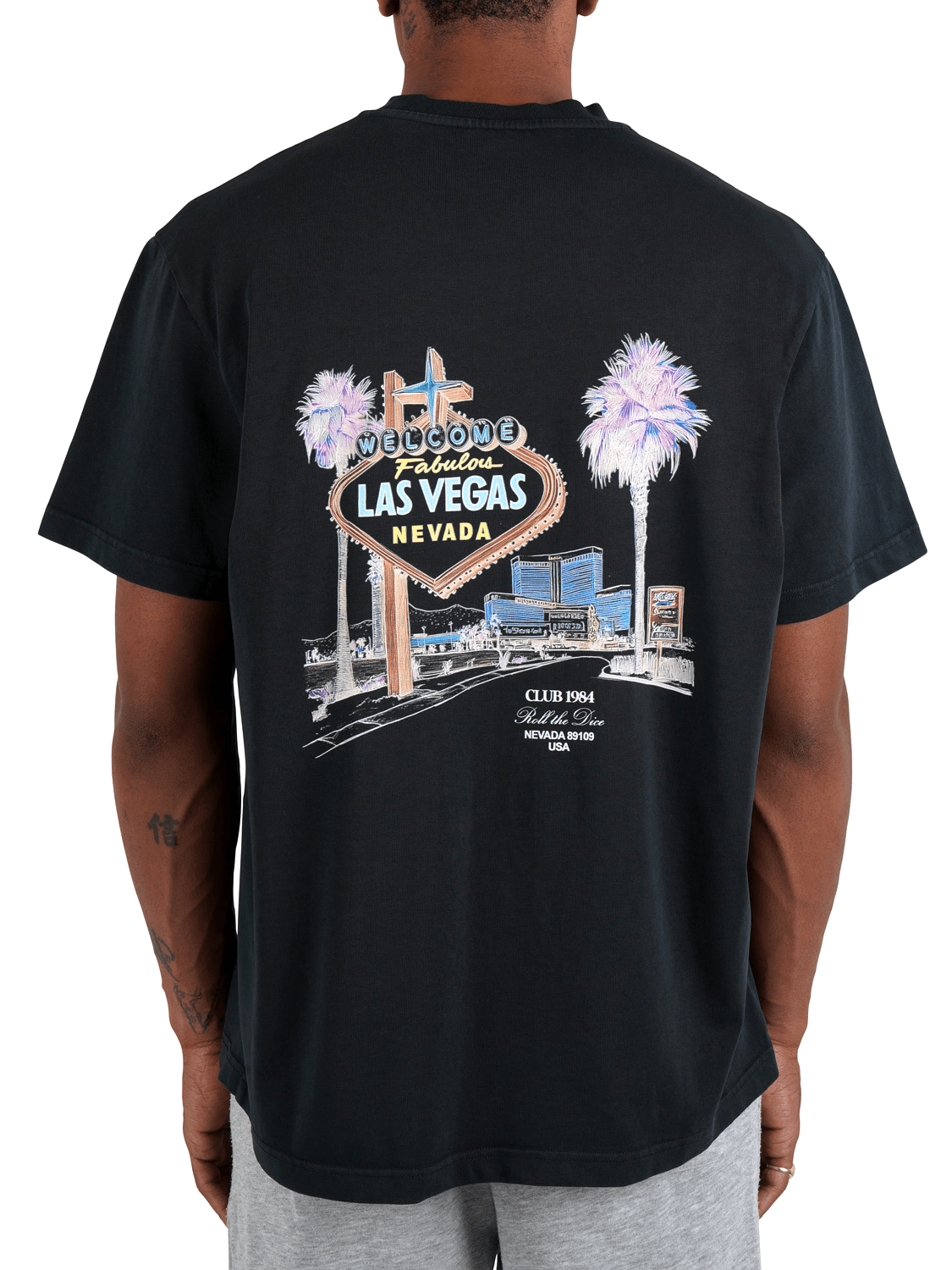 CLUB 1984. Welcome to Vegas T-shirt - Washed Black T-Shirt