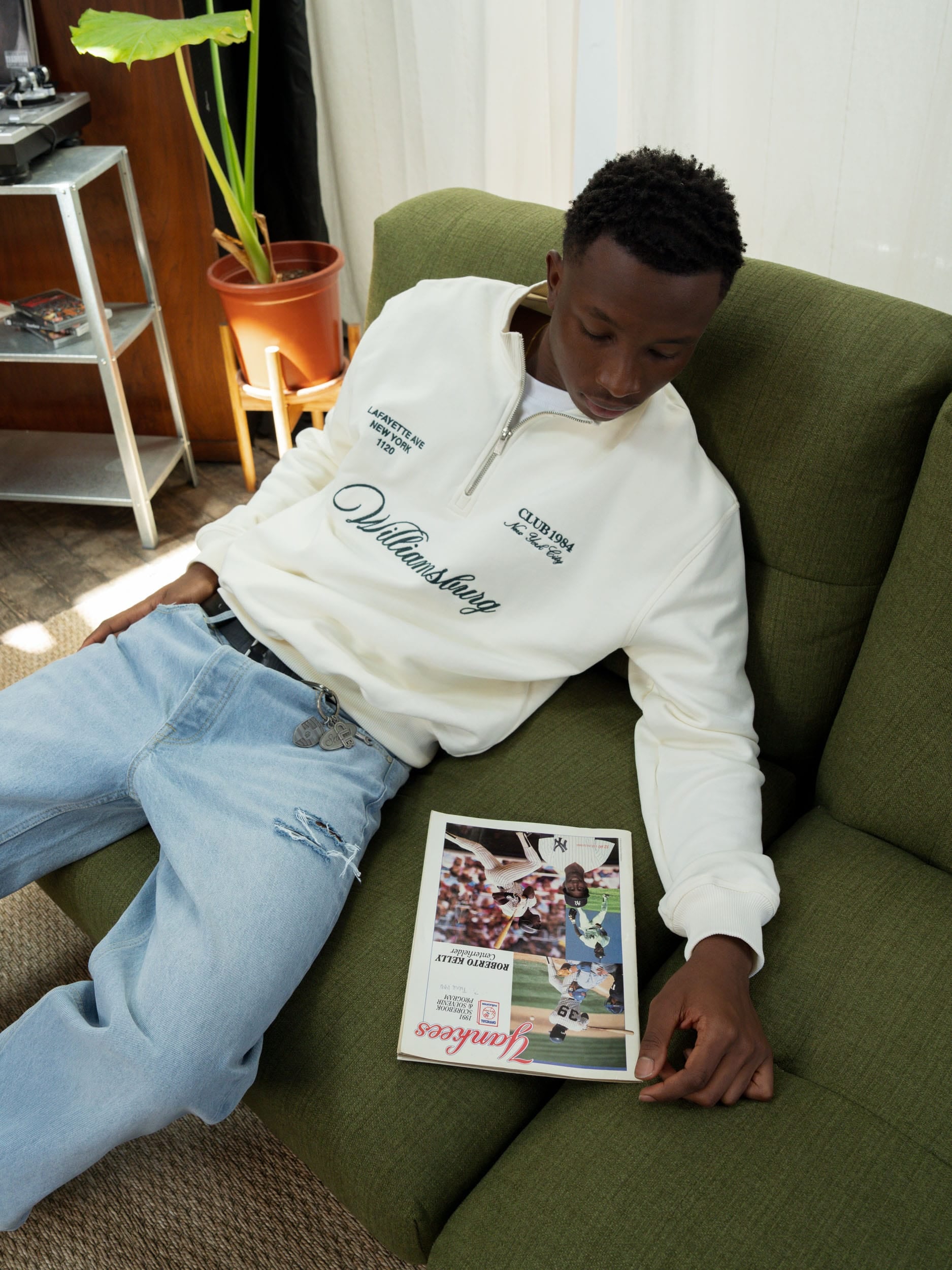 CLUB 1984. Williamsburg 1/4 Zip - Off White 1/4 zip