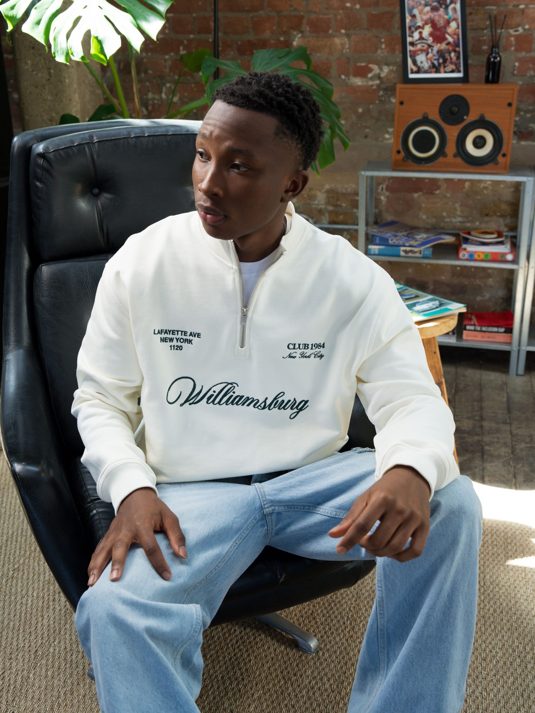 CLUB 1984. Williamsburg 1/4 Zip - Off White 1/4 zip
