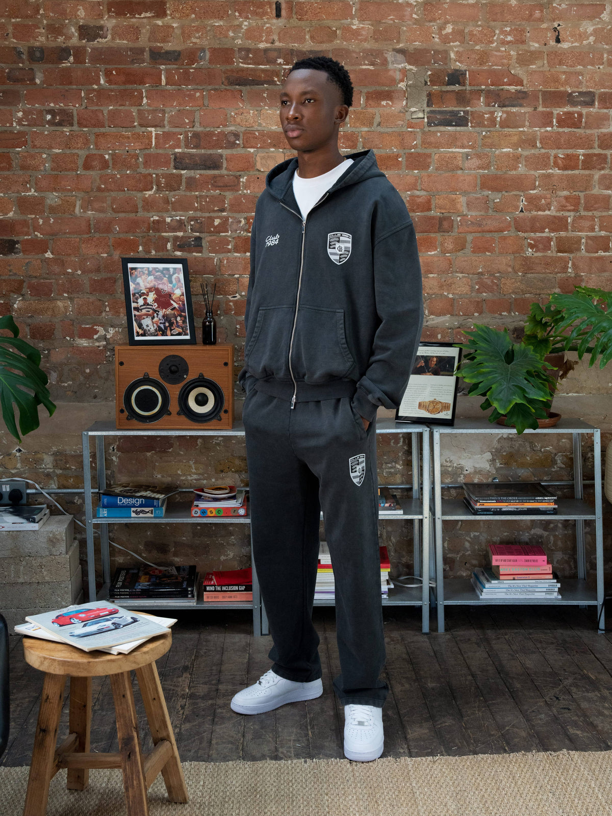 911 Zipped Hoodie - Washed Grey