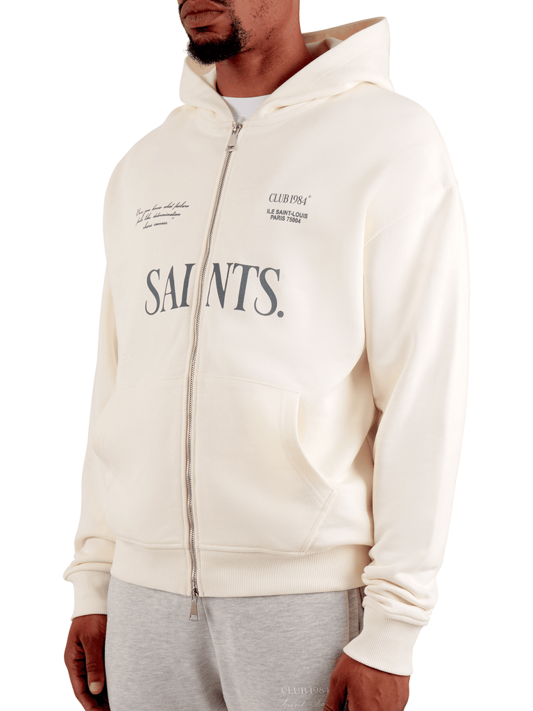 CLUB 1984. Artisian Zip Hoodie - Off White Hoodie