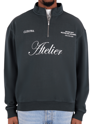 CLUB 1984. Atelier 1/4 Zip - Washed Grey 1/4 zip