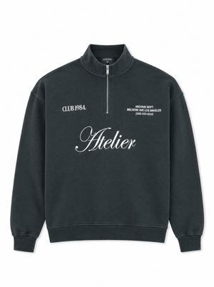 CLUB 1984. Atelier 1/4 Zip - Washed Grey 1/4 zip