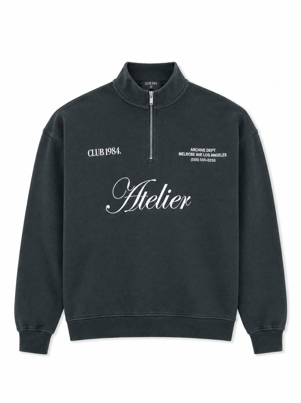 CLUB 1984. Atelier 1/4 Zip - Washed Grey 1/4 zip