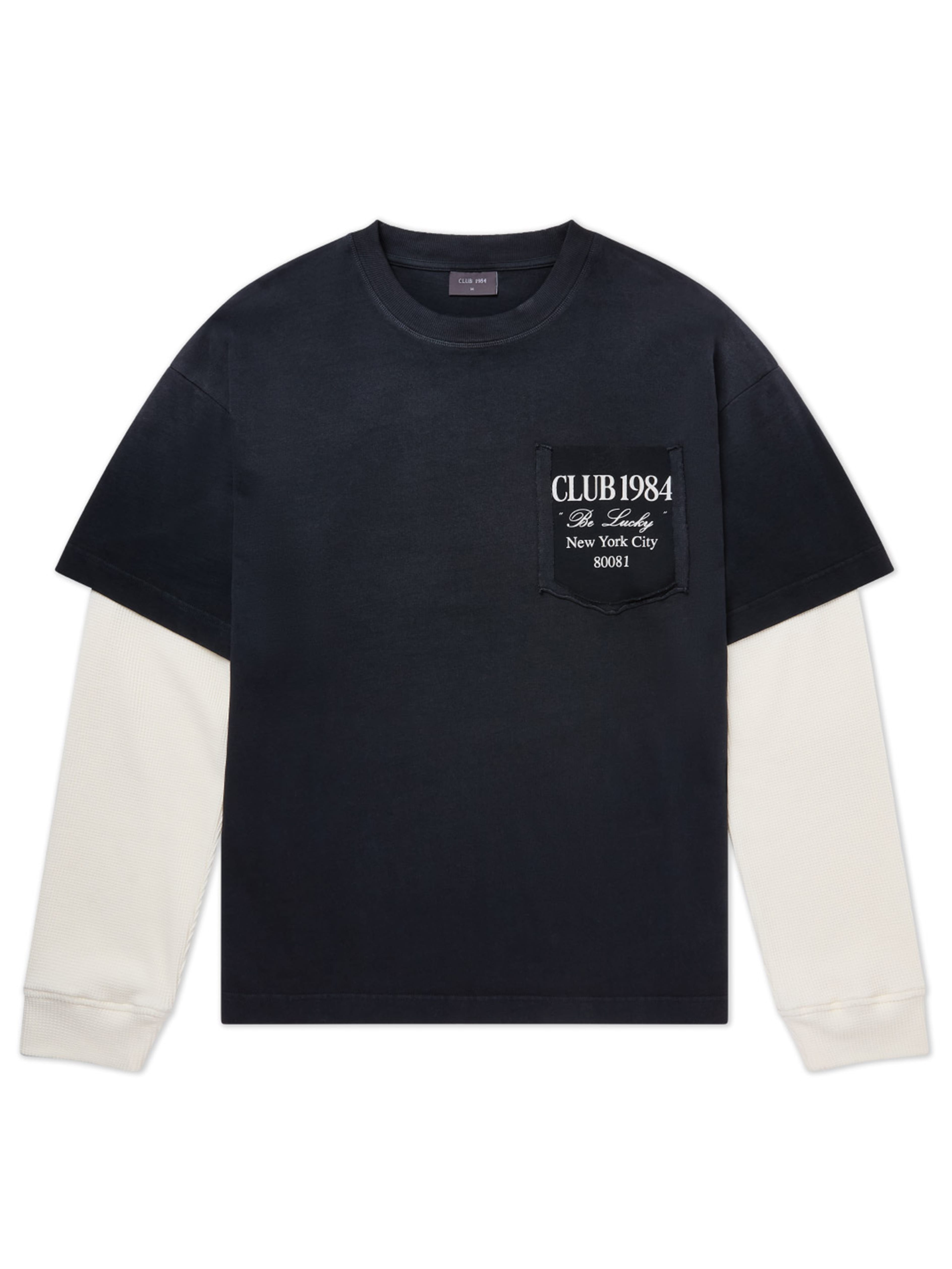 CLUB 1984. Be Lucky Waffle LS T-shirt - Washed Black T-Shirt
