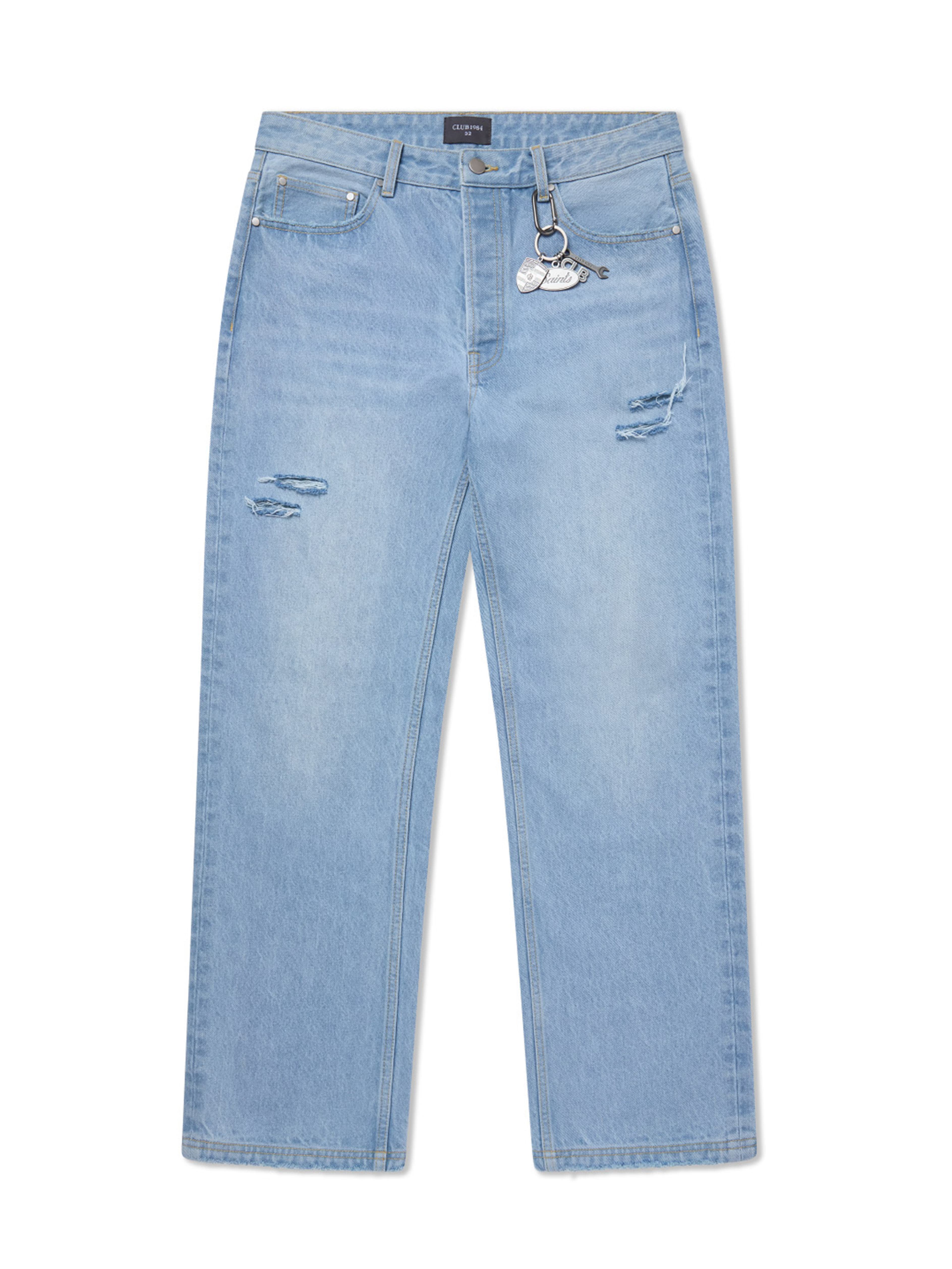 CLUB 1984. Beverly Distressed Denim - Light Blue Wash Pants