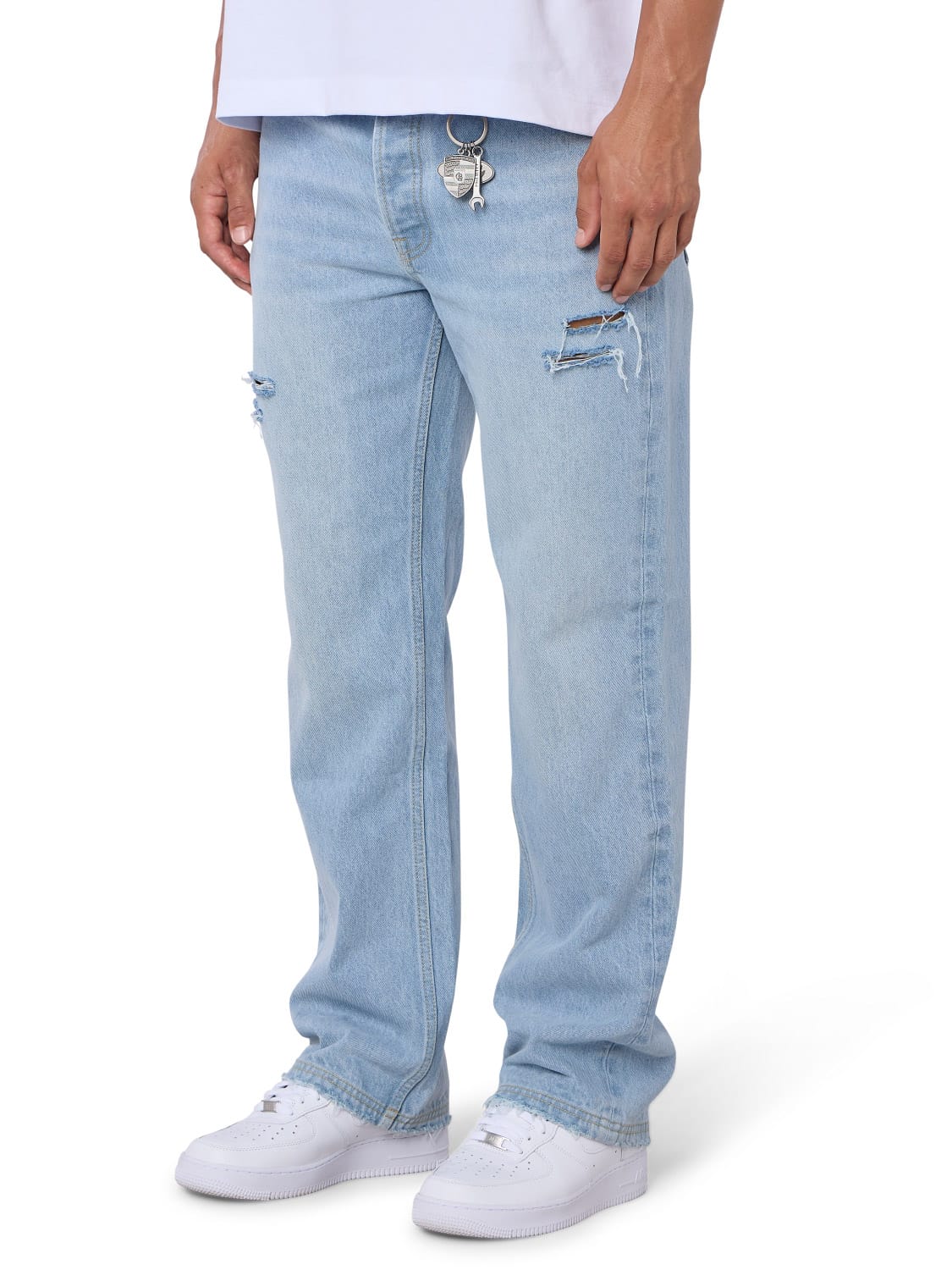 CLUB 1984. Beverly Distressed Denim - Light Blue Wash Pants