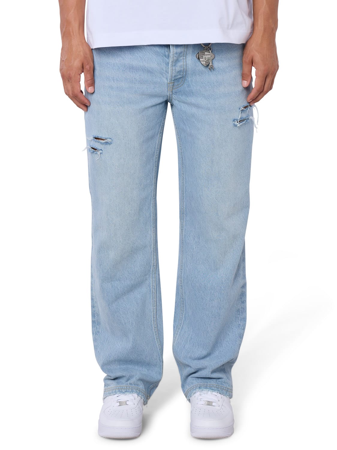CLUB 1984. Beverly Distressed Denim - Light Blue Wash Pants